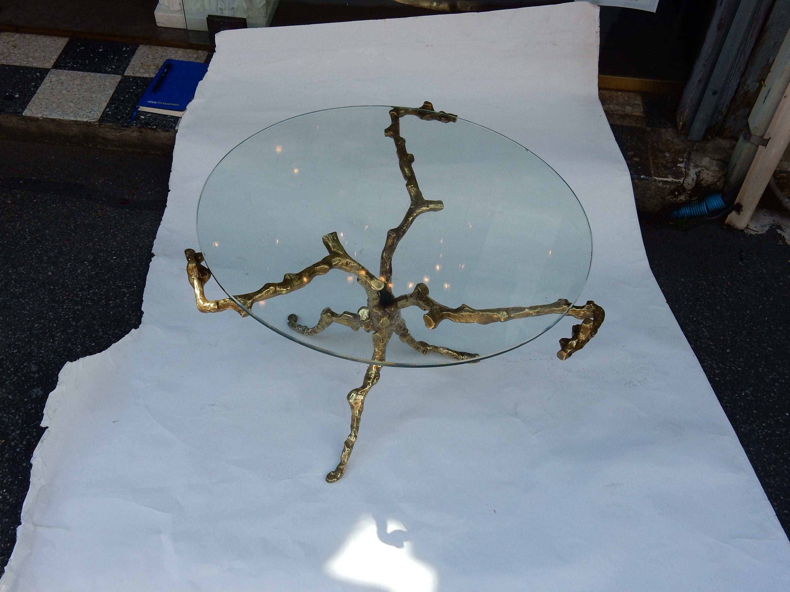 1970 Coffee Table with Gilded Bronze Branches Dlg Agostini For Sale 5