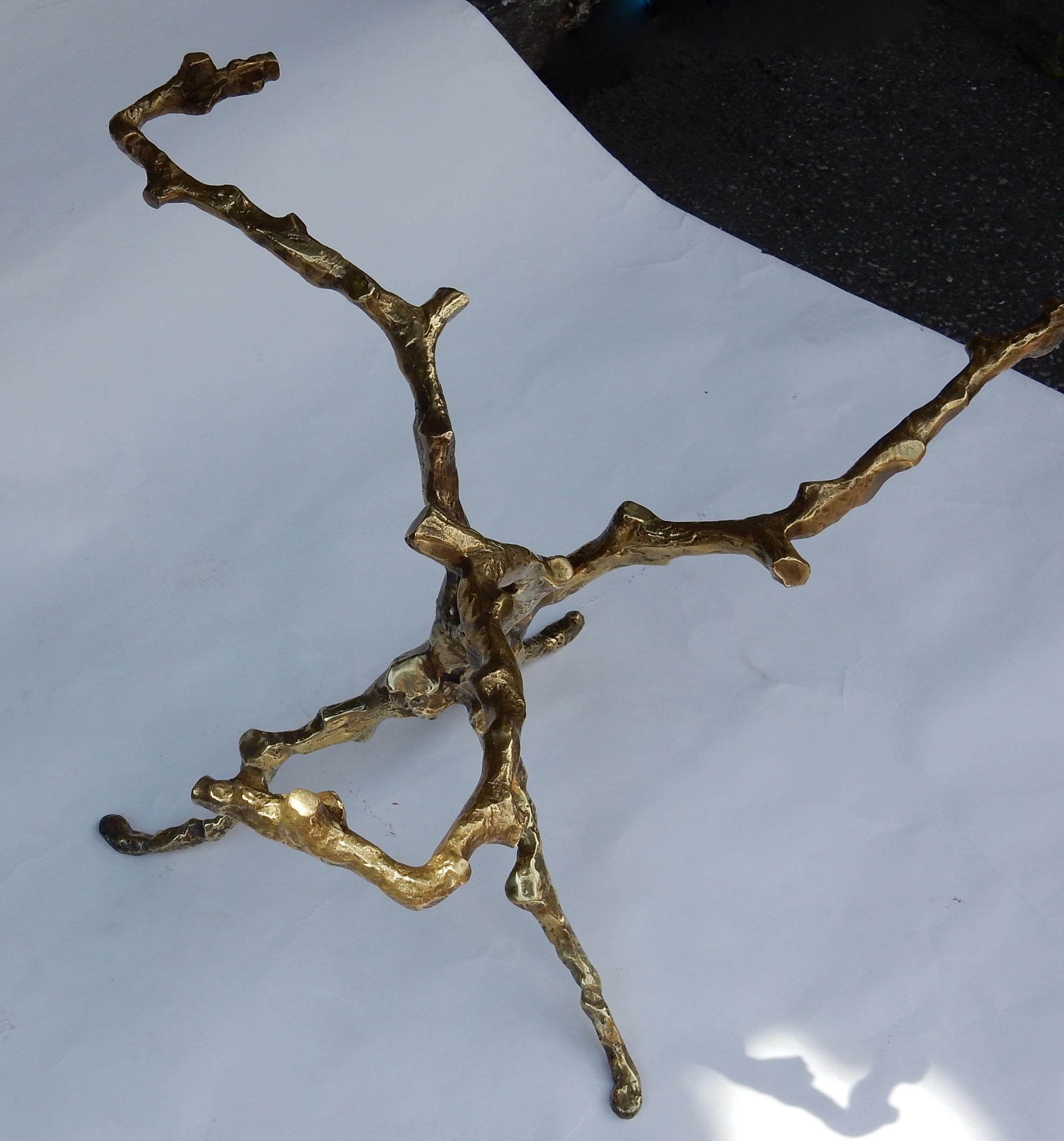 Italian 1970 Coffee Table with Gilded Bronze Branches Dlg Agostini For Sale