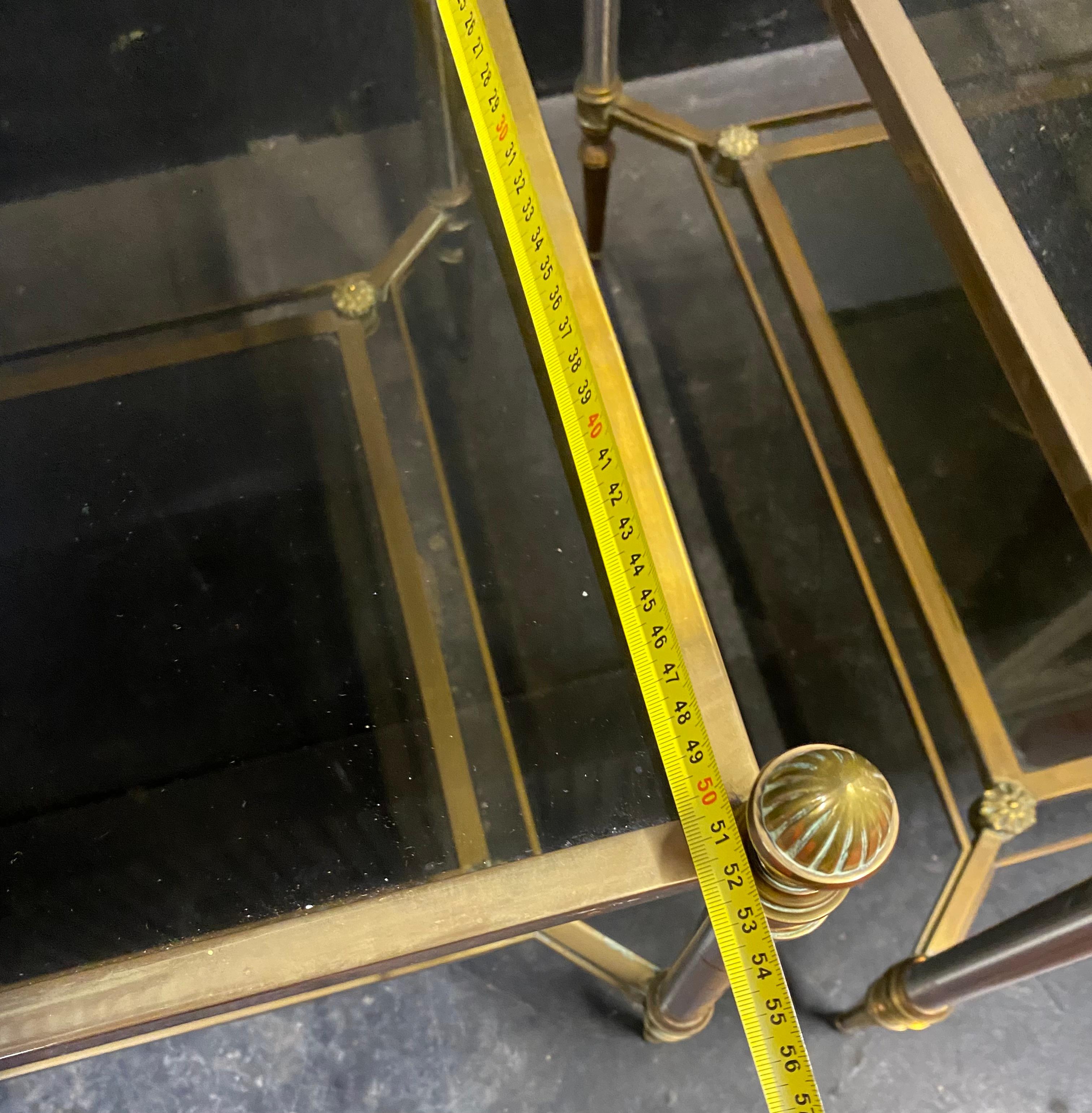 1970′ Coffee Tables and Pair of Maison Jansen Glass Sofa Ends 103 X 54 X H 49 cm For Sale 2