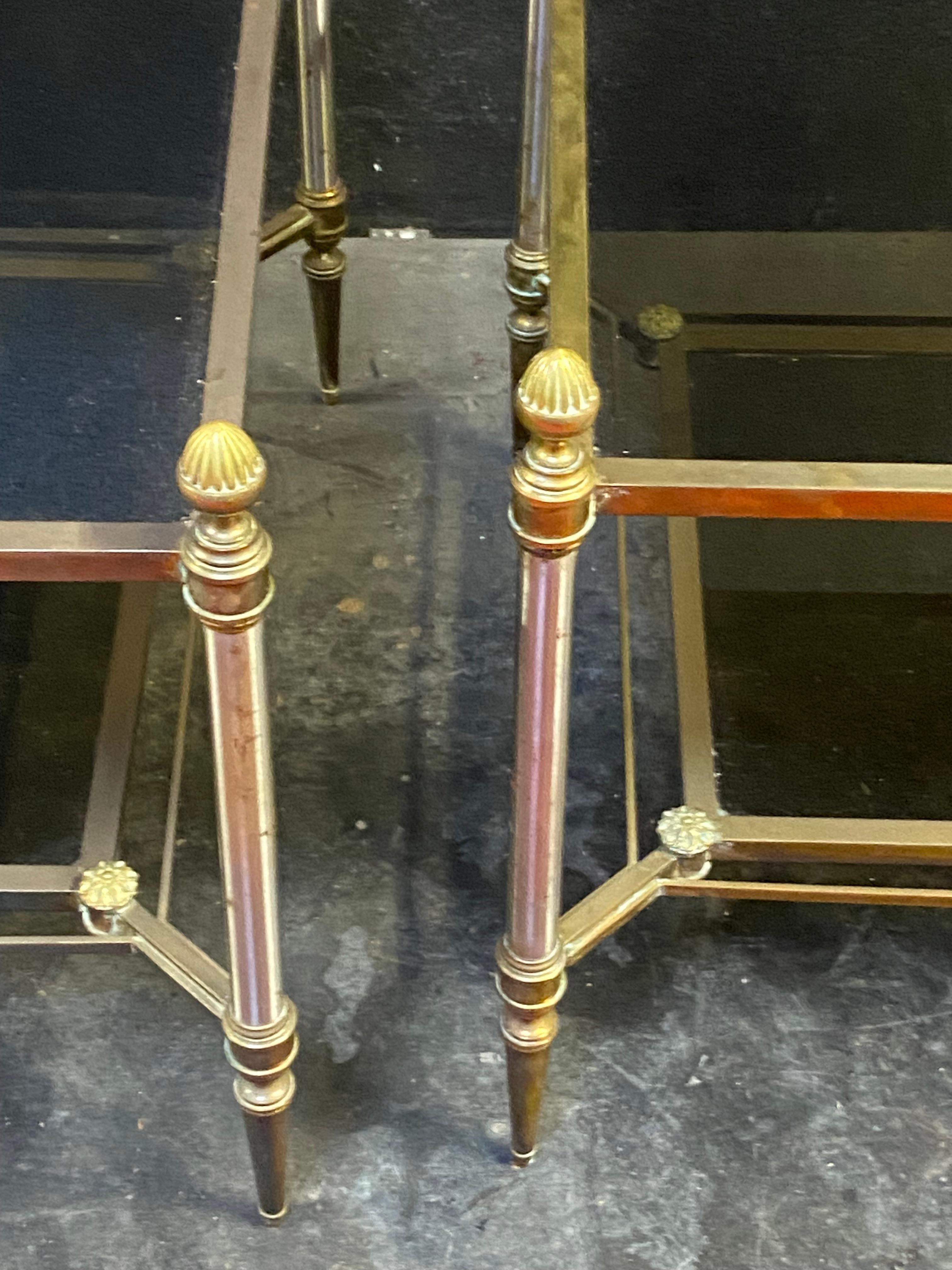 Art Deco 1970′ Coffee Tables and Pair of Maison Jansen Glass Sofa Ends 103 X 54 X H 49 cm For Sale