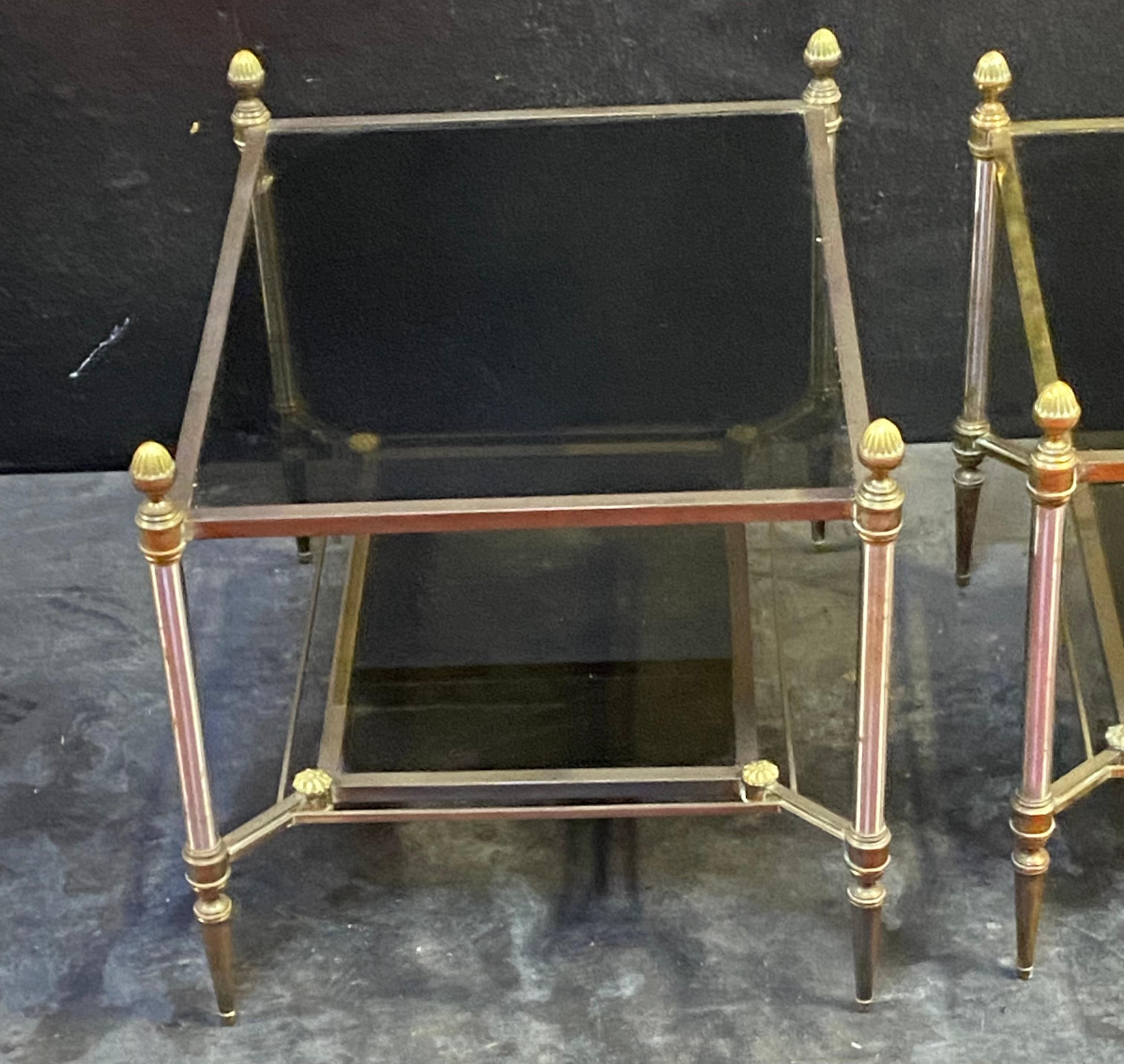 French 1970′ Coffee Tables and Pair of Maison Jansen Glass Sofa Ends 103 X 54 X H 49 cm For Sale