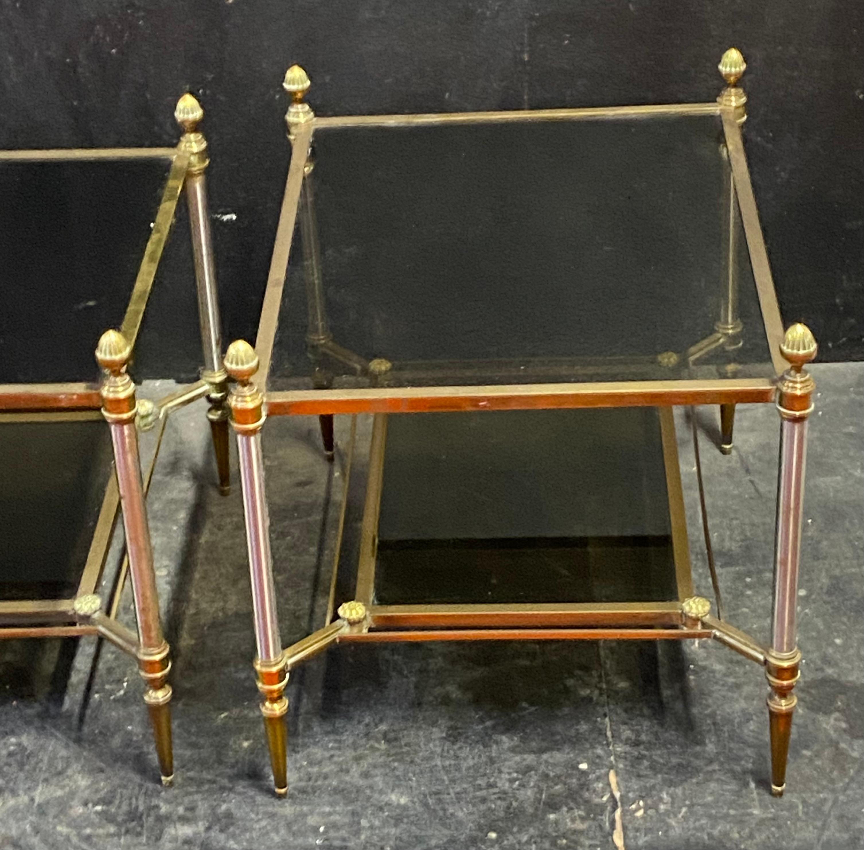 Polished 1970′ Coffee Tables and Pair of Maison Jansen Glass Sofa Ends 103 X 54 X H 49 cm For Sale