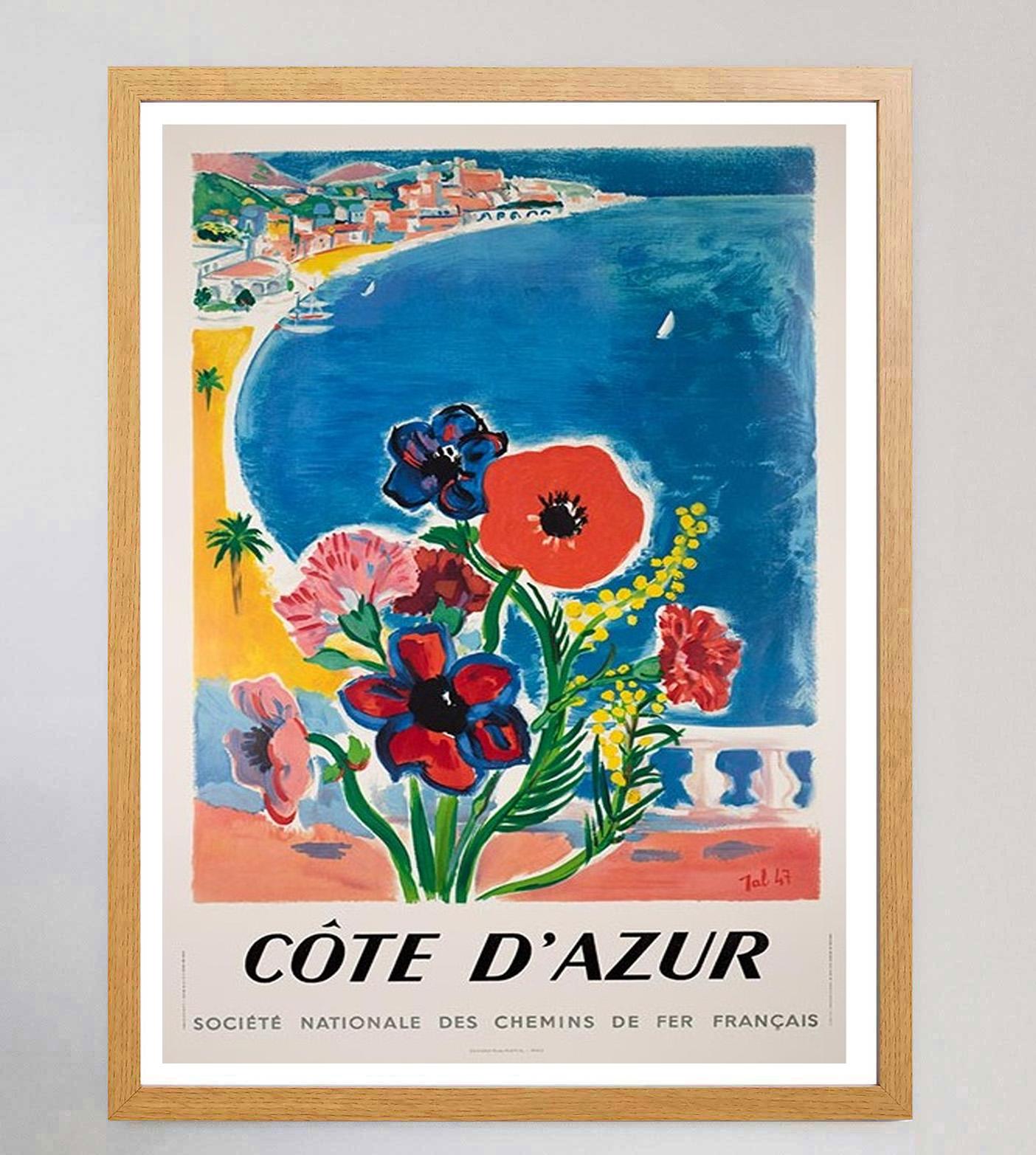French 1970 Cote d'Azur - SNCF Original Vintage Poster For Sale