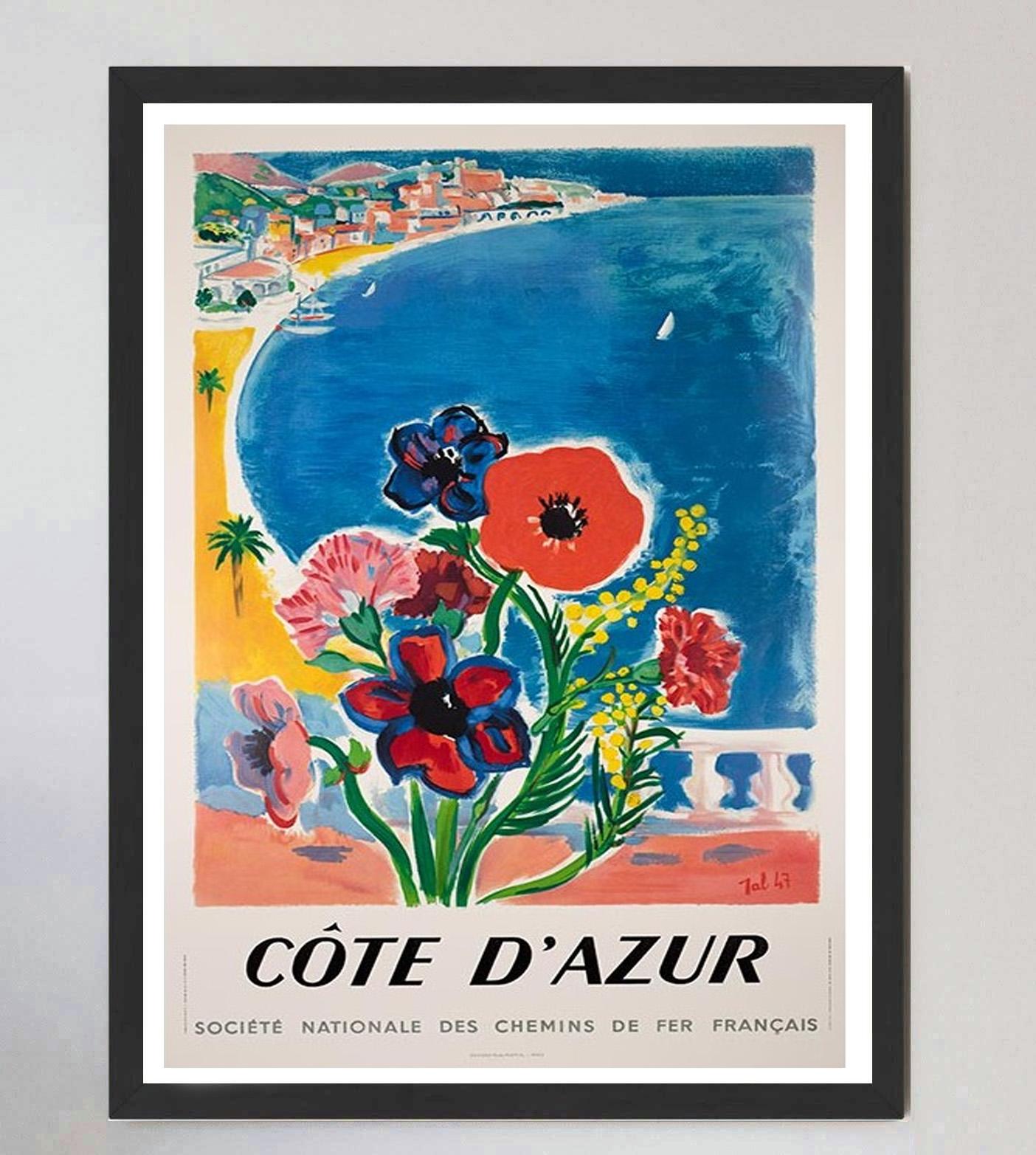Fin du 20e siècle Affiche vintage originale Côte d'Azur - SNCF, 1970 en vente