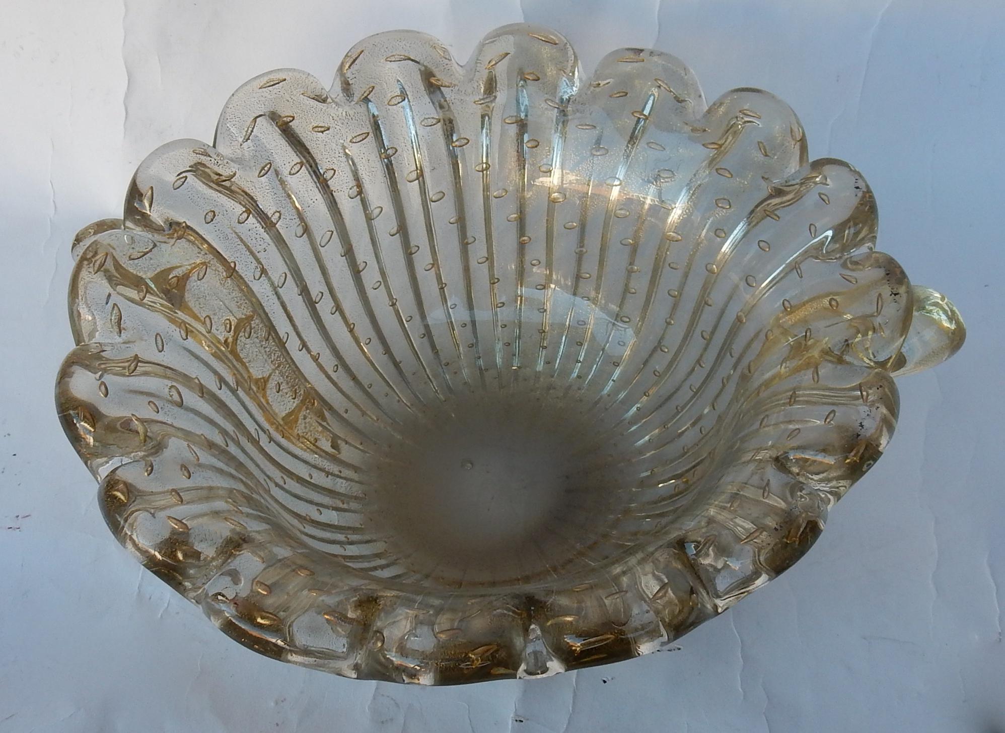 Italian 1970 ‘Cup, Murano Crystal Purple and Gold, Signed Toso For Sale
