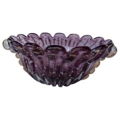 Tasse en cristal de Murano violet et or, signée Toso, 1970