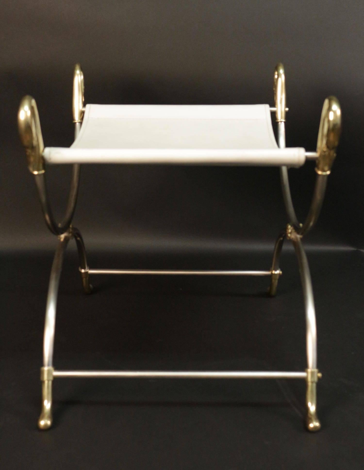 Late 20th Century 1970 Curule Stool in Gilded and Silvered Bronze 