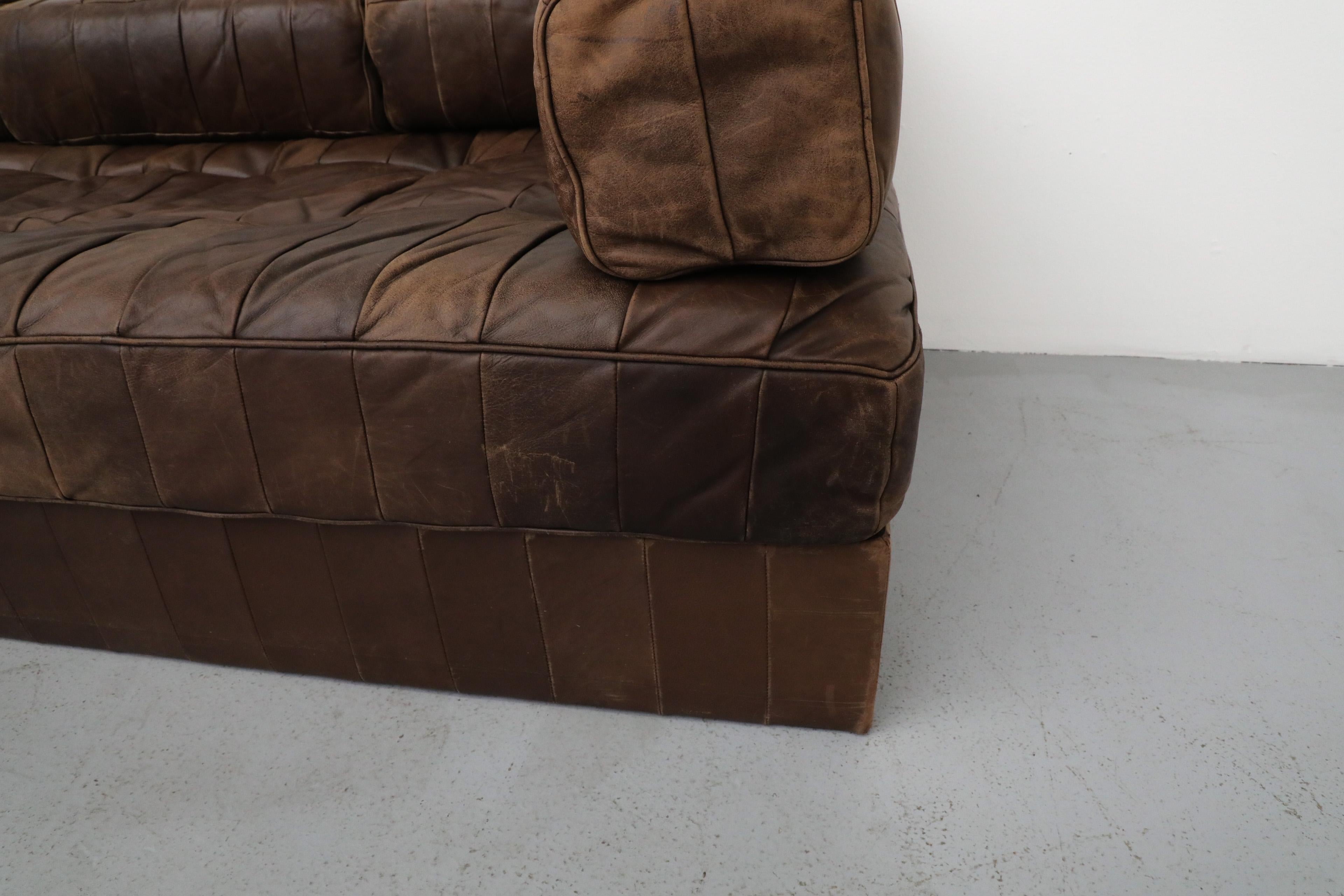 De Sede DS80 Chocolate Leather Patchwork Daybed or Small Sofa, 1970 4