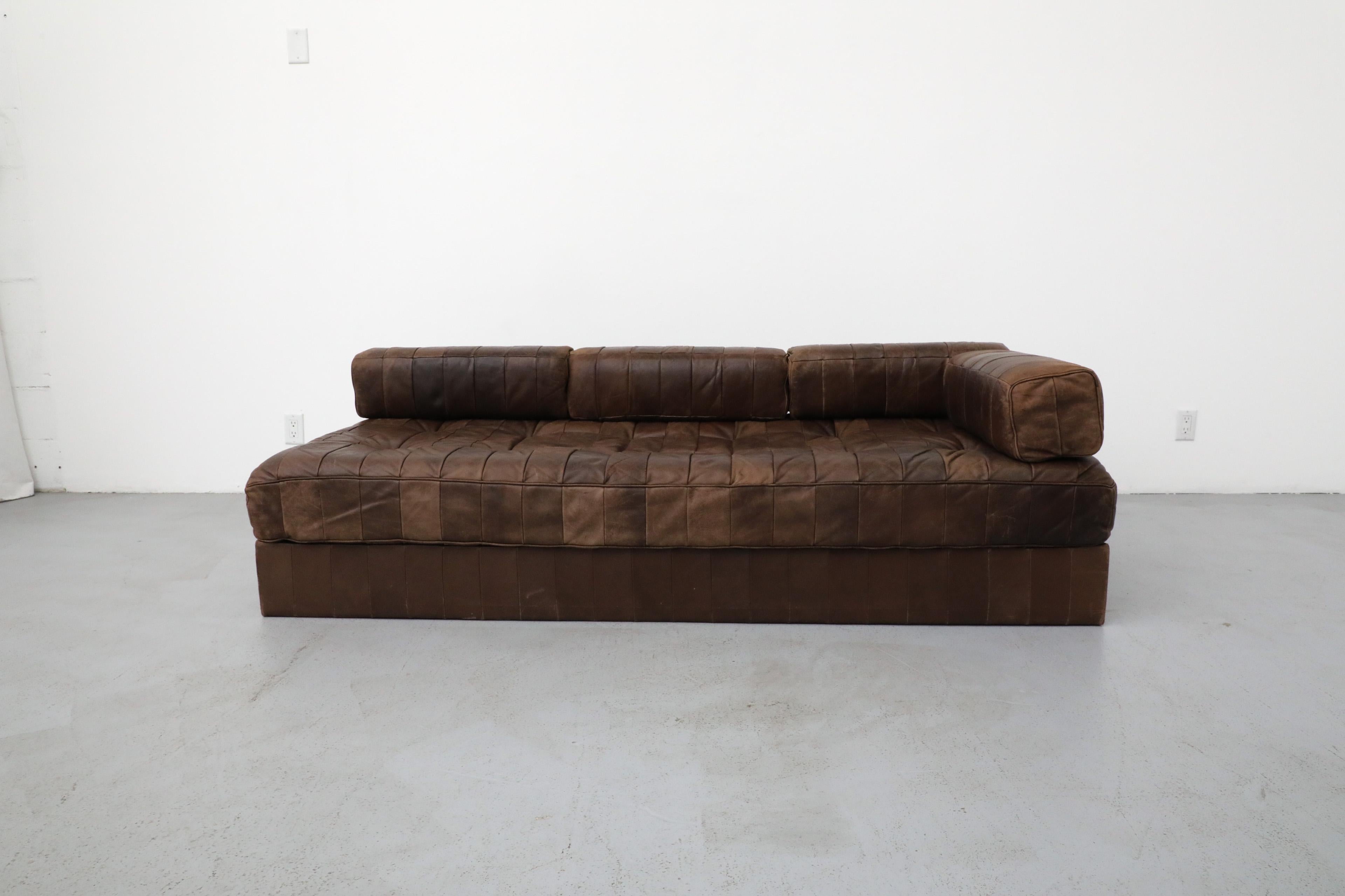 De Sede DS80 Chocolate Leather Patchwork Daybed or Small Sofa, 1970 5