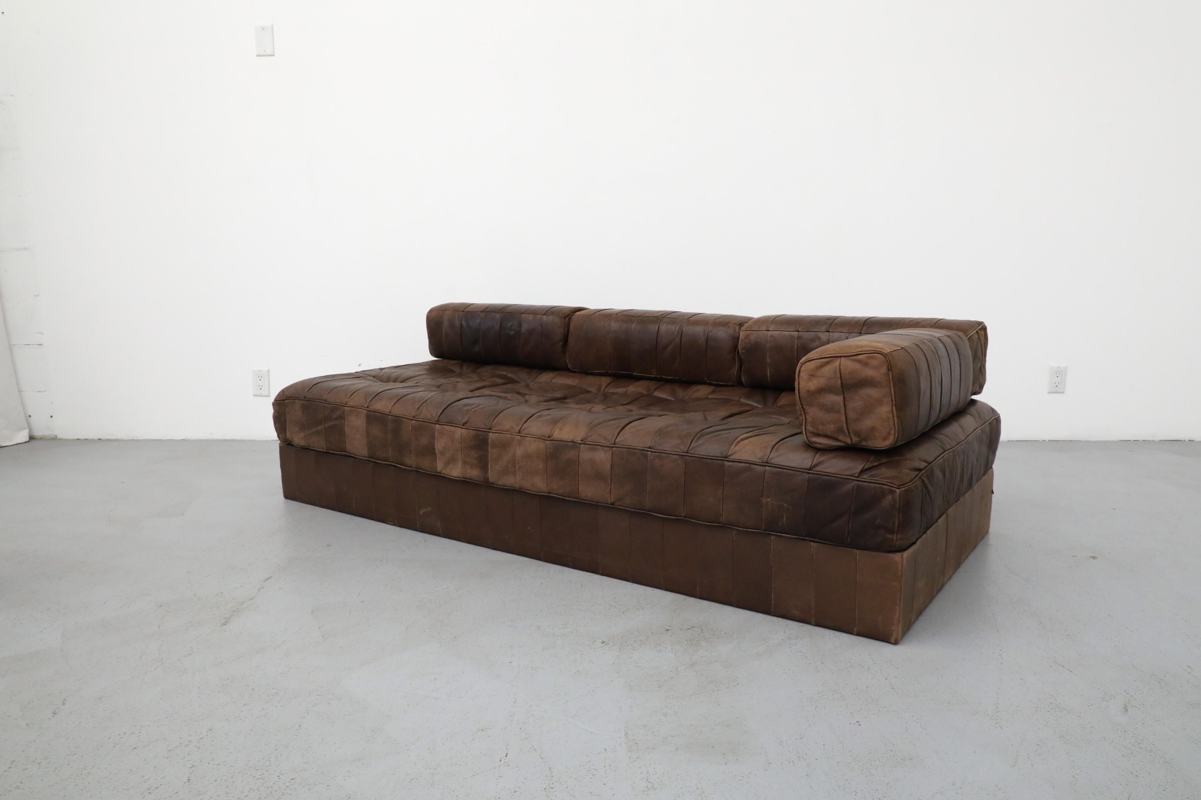 De Sede DS80 Chocolate Leather Patchwork Daybed or Small Sofa, 1970 6