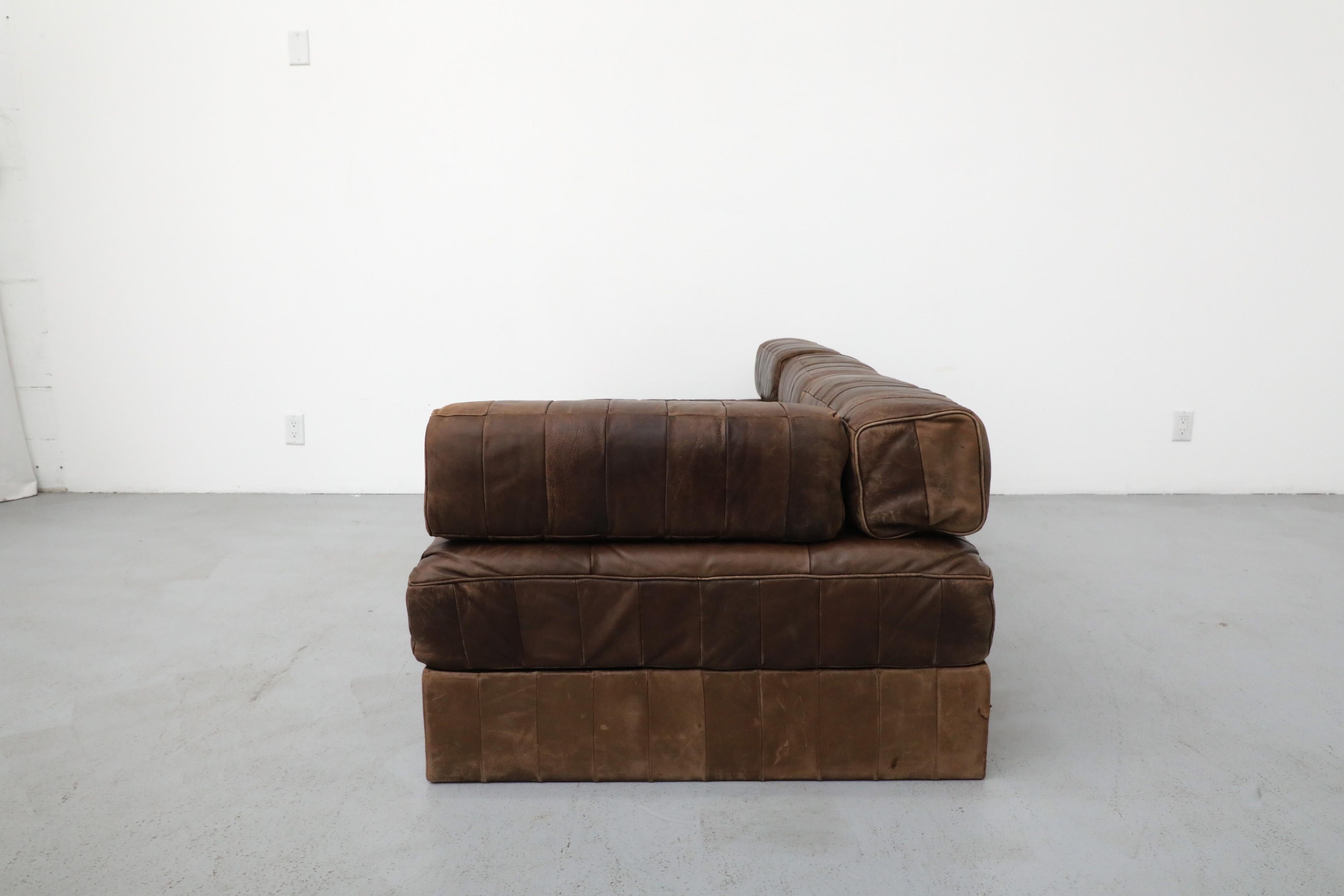 De Sede DS80 Chocolate Leather Patchwork Daybed or Small Sofa, 1970 7