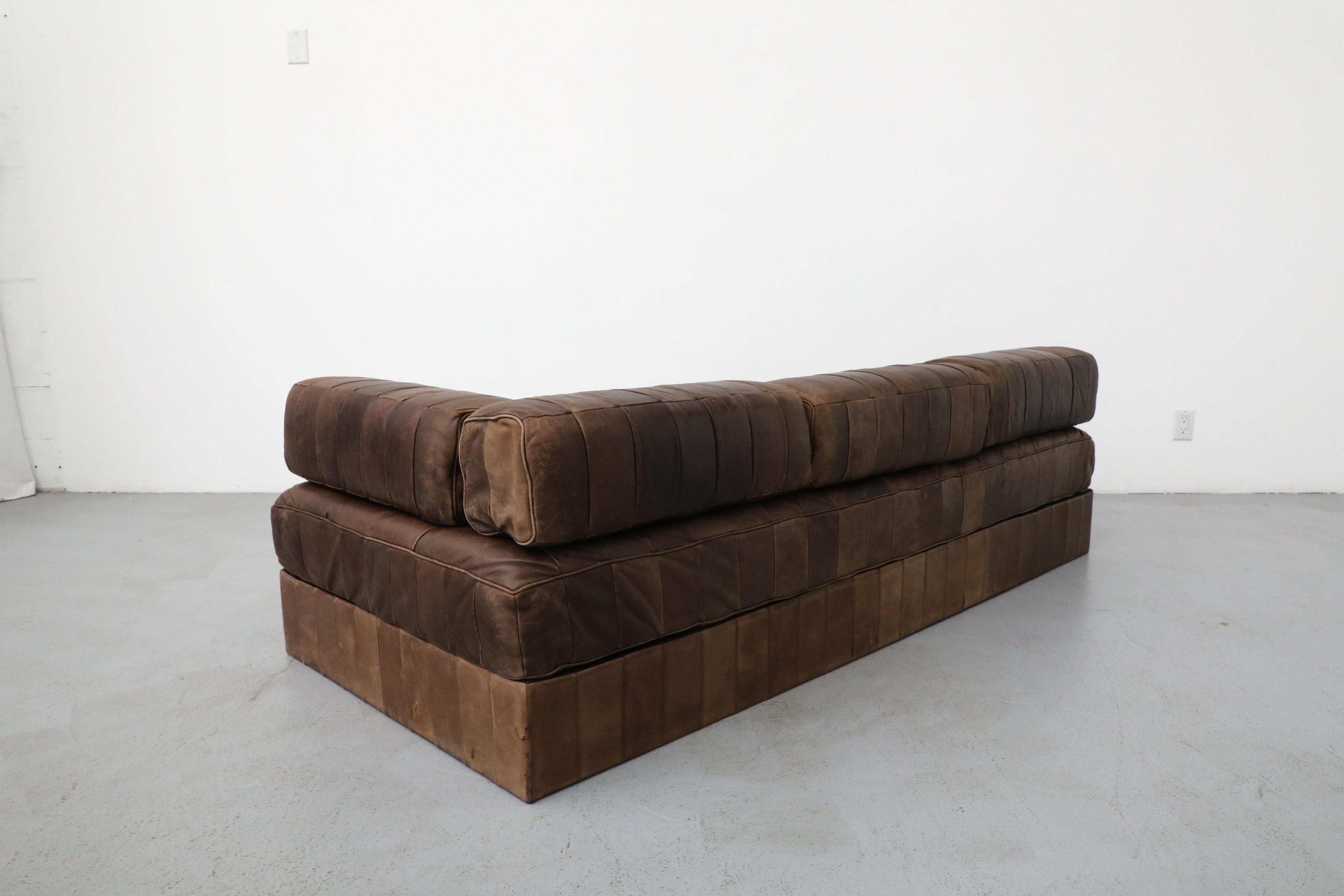 De Sede DS80 Chocolate Leather Patchwork Daybed or Small Sofa, 1970 8