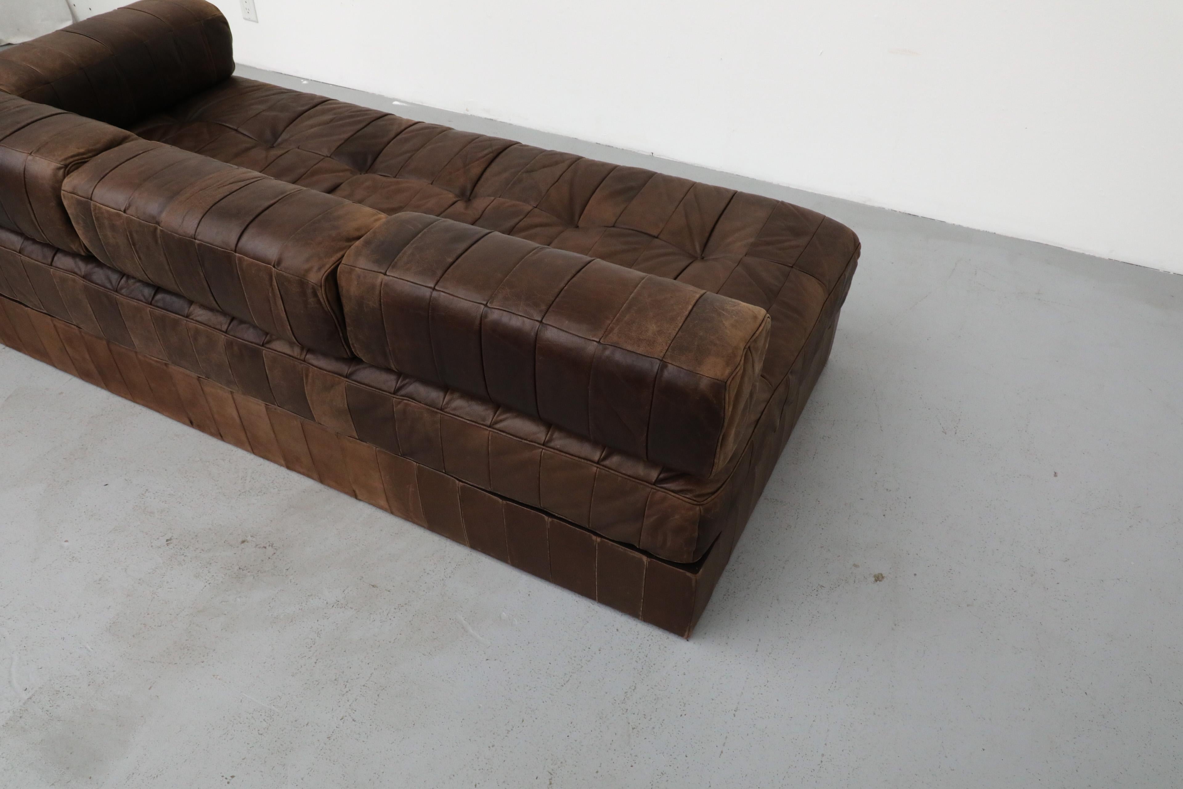 De Sede DS80 Chocolate Leather Patchwork Daybed or Small Sofa, 1970 10