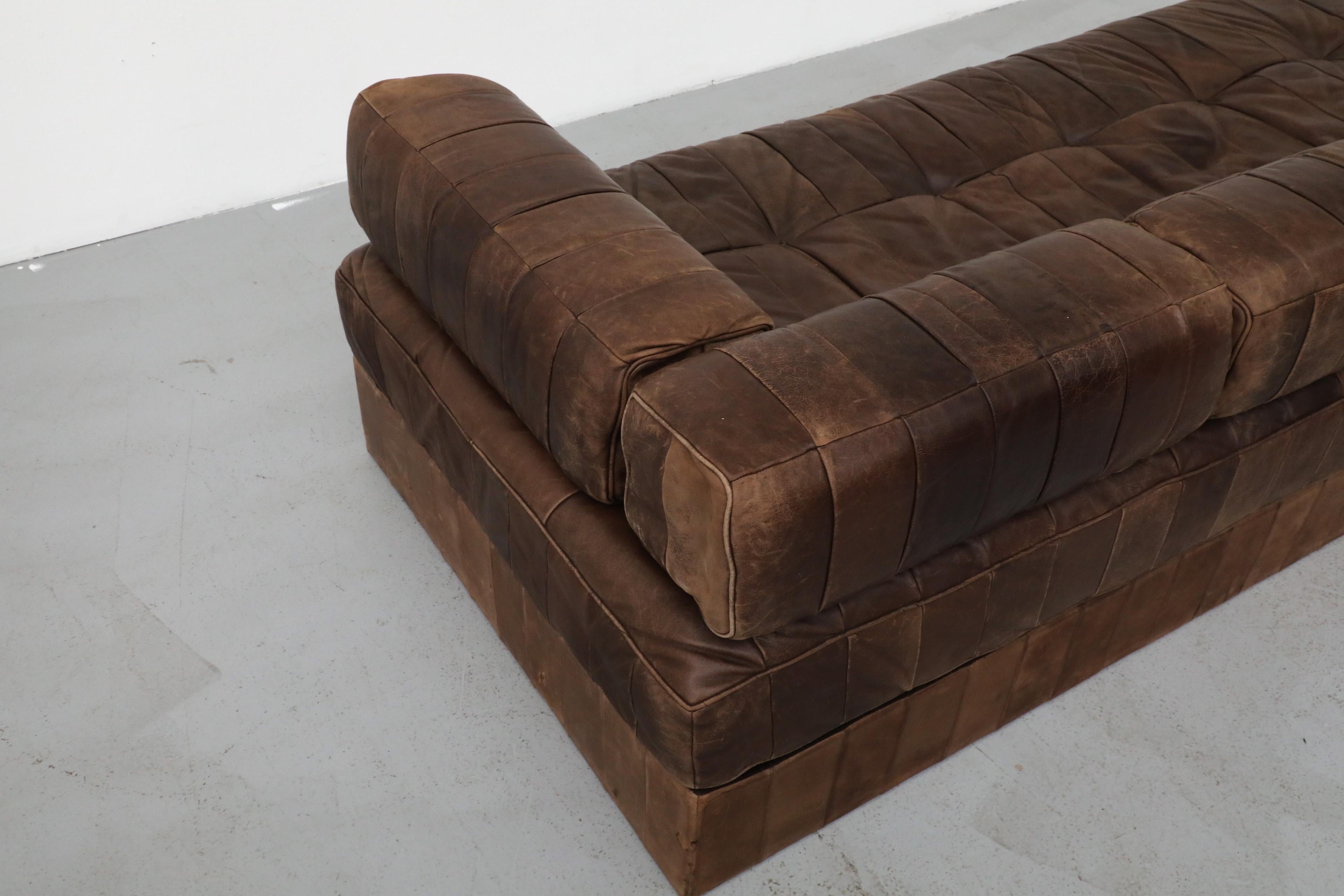 De Sede DS80 Chocolate Leather Patchwork Daybed or Small Sofa, 1970 12