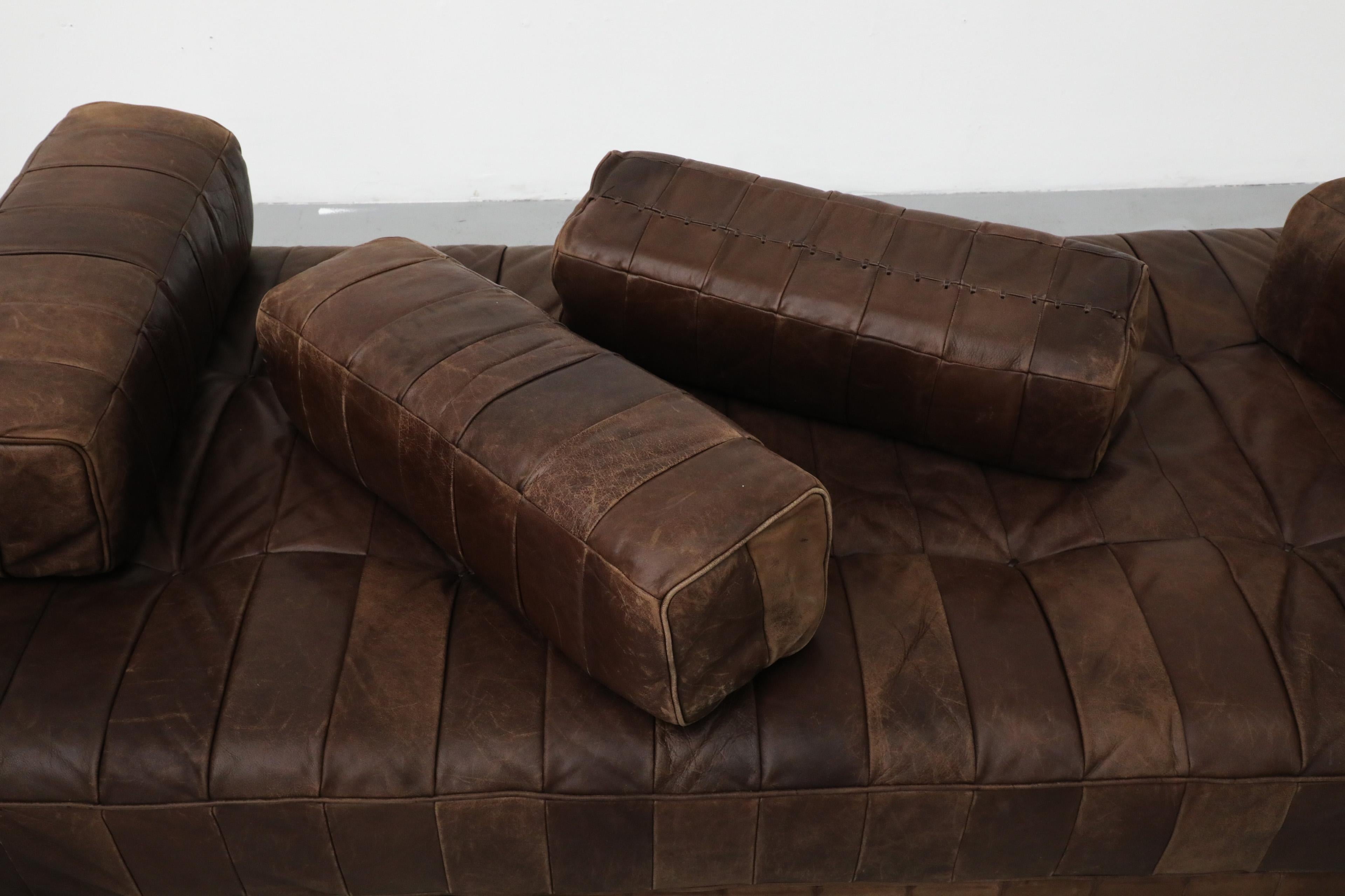 De Sede DS80 Chocolate Leather Patchwork Daybed or Small Sofa, 1970 13