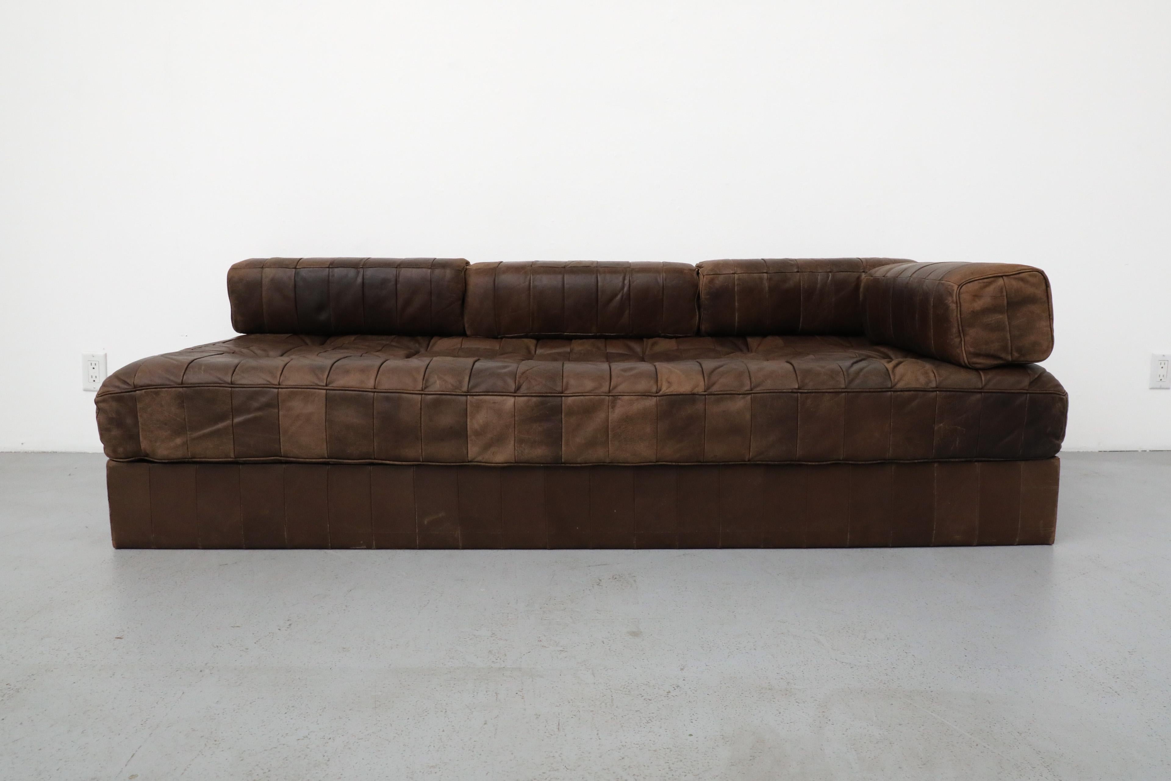 Late 20th Century De Sede DS80 Chocolate Leather Patchwork Daybed or Small Sofa, 1970