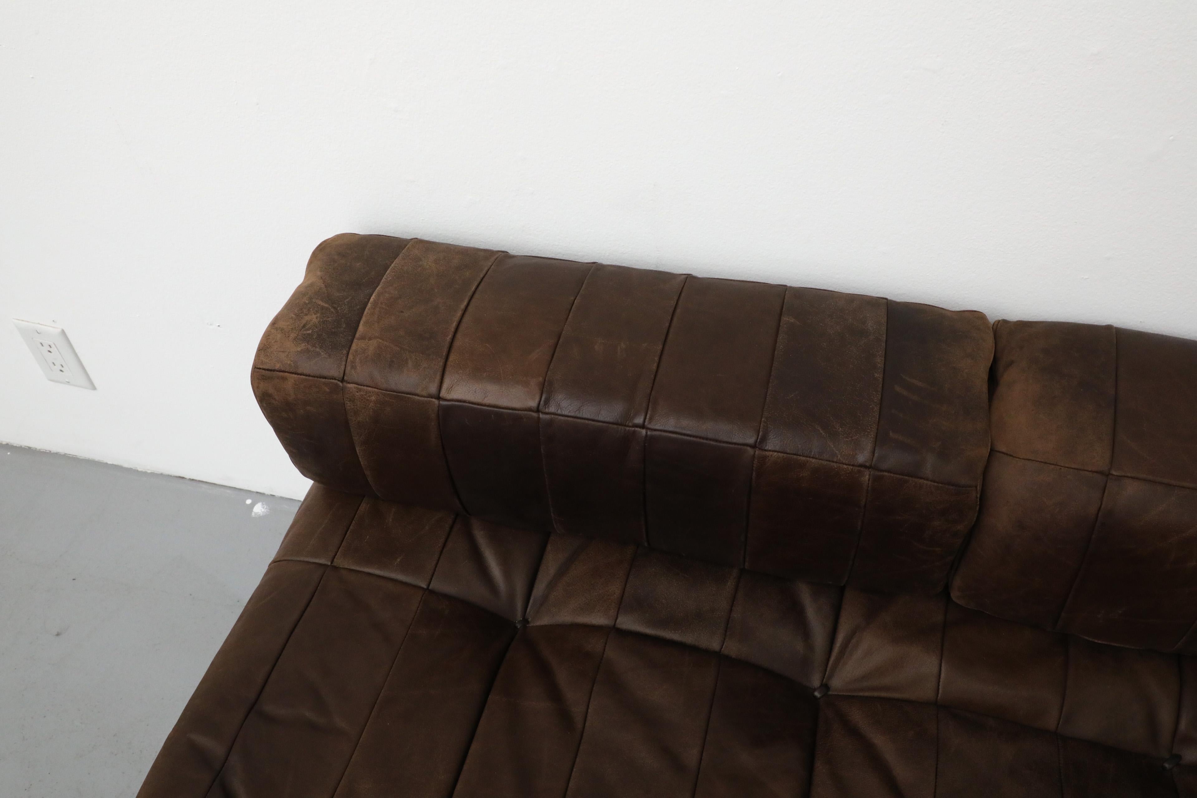 De Sede DS80 Chocolate Leather Patchwork Daybed or Small Sofa, 1970 1