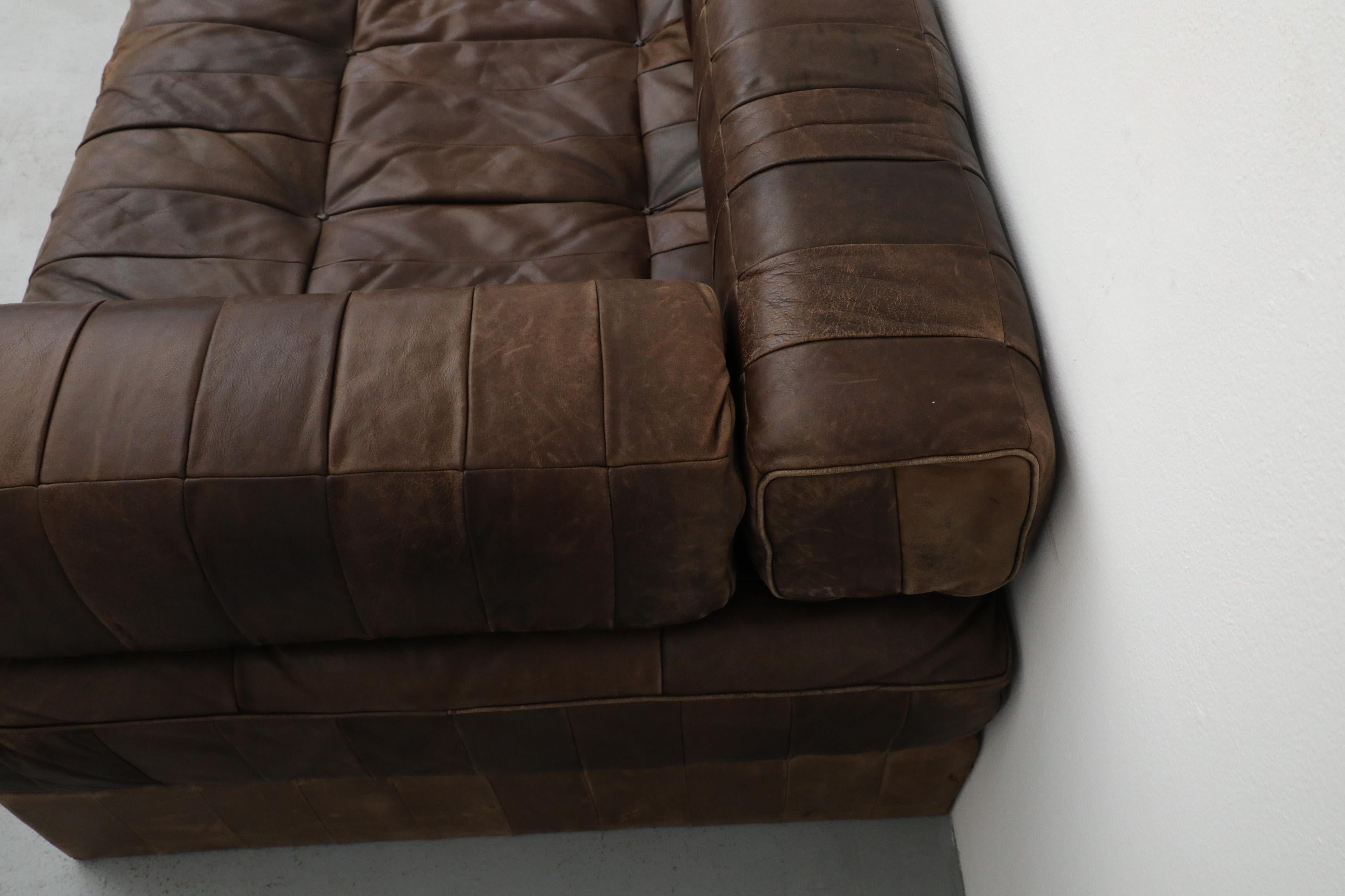 De Sede DS80 Chocolate Leather Patchwork Daybed or Small Sofa, 1970 3