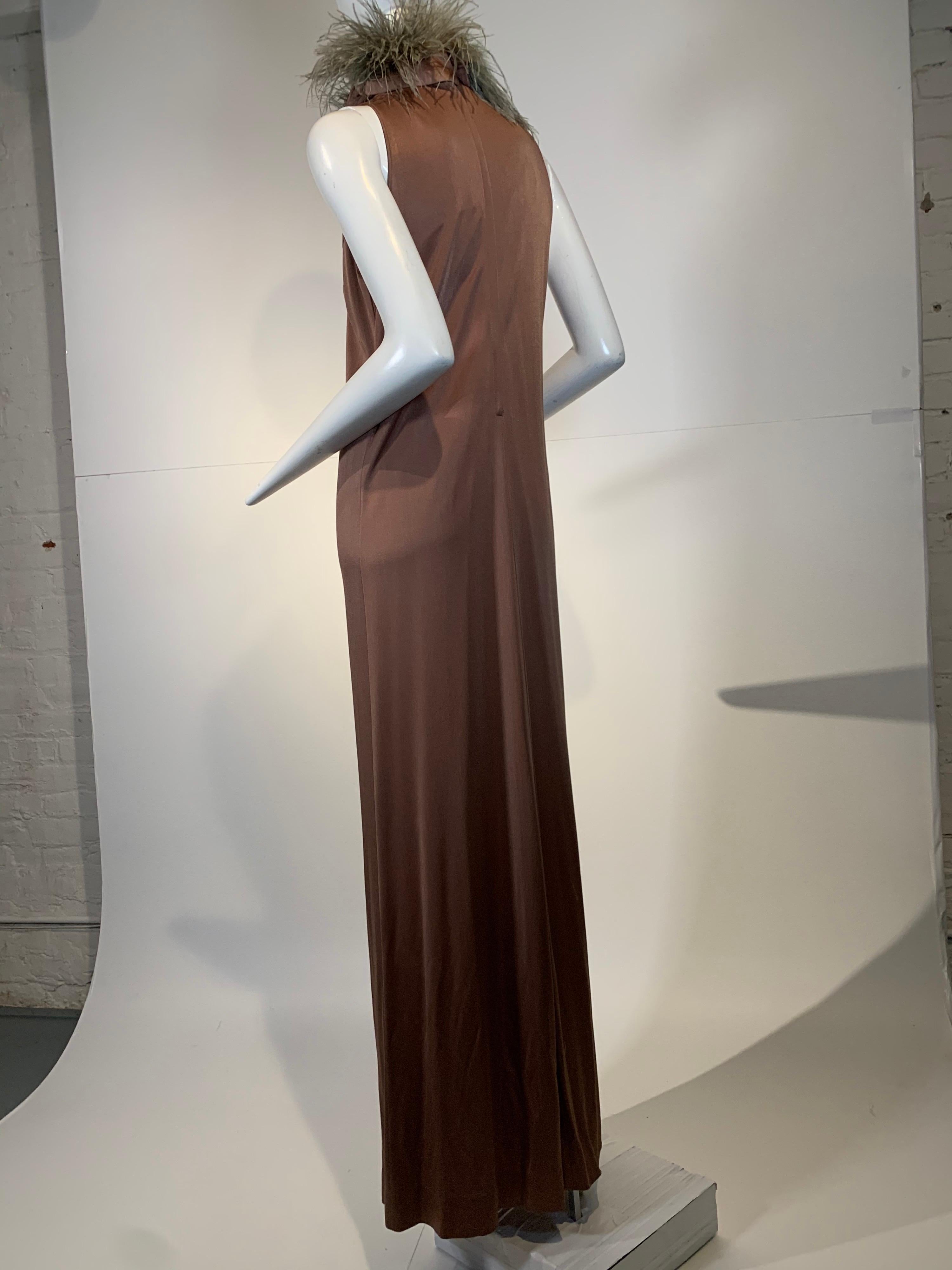 1970 Dior by Marc Bohan Mocha Disco Gown & Slim Jacket w/Ostrich Trim 4