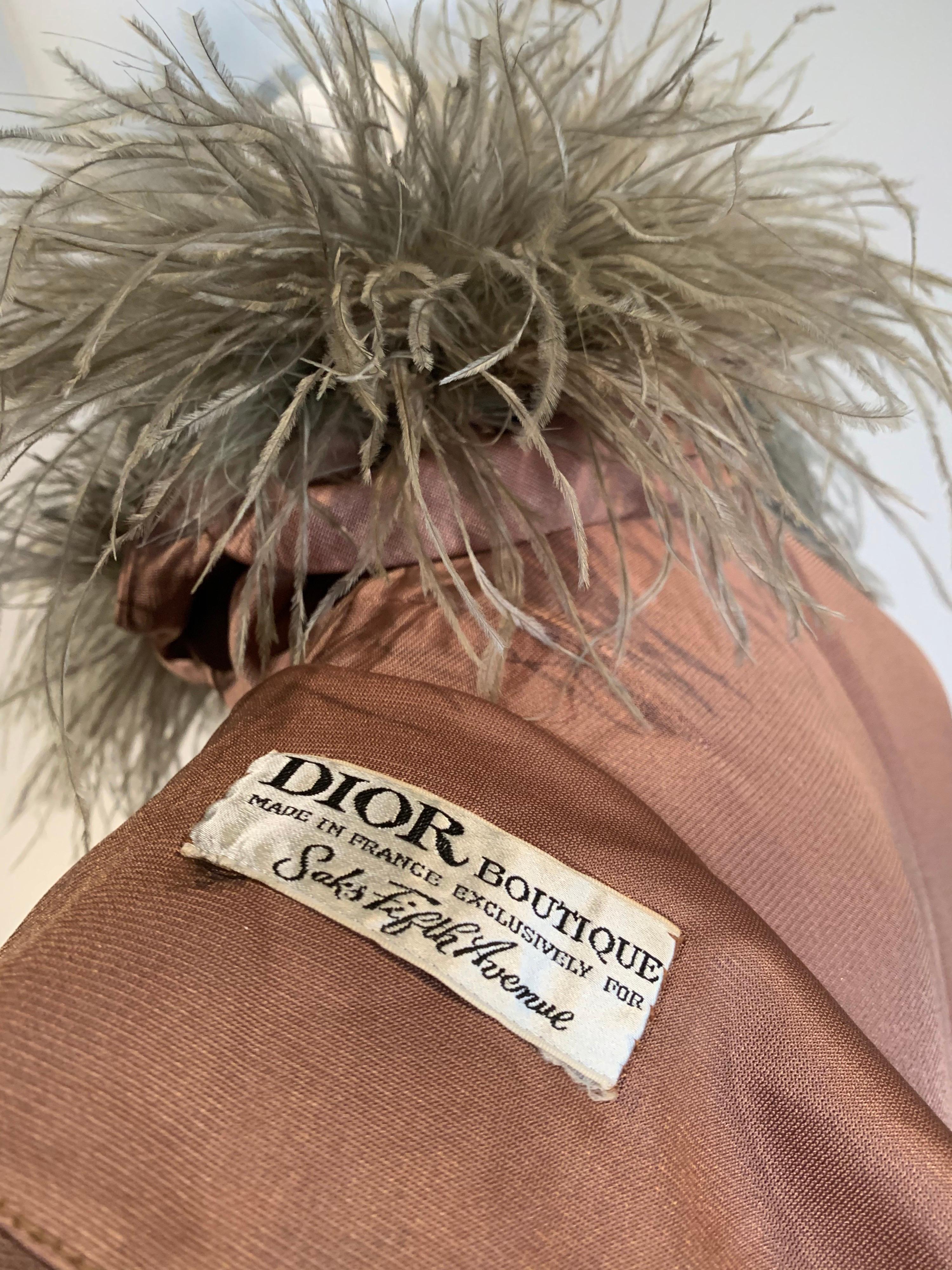 1970 Dior by Marc Bohan Mocha Disco Gown & Slim Jacket w/Ostrich Trim 11
