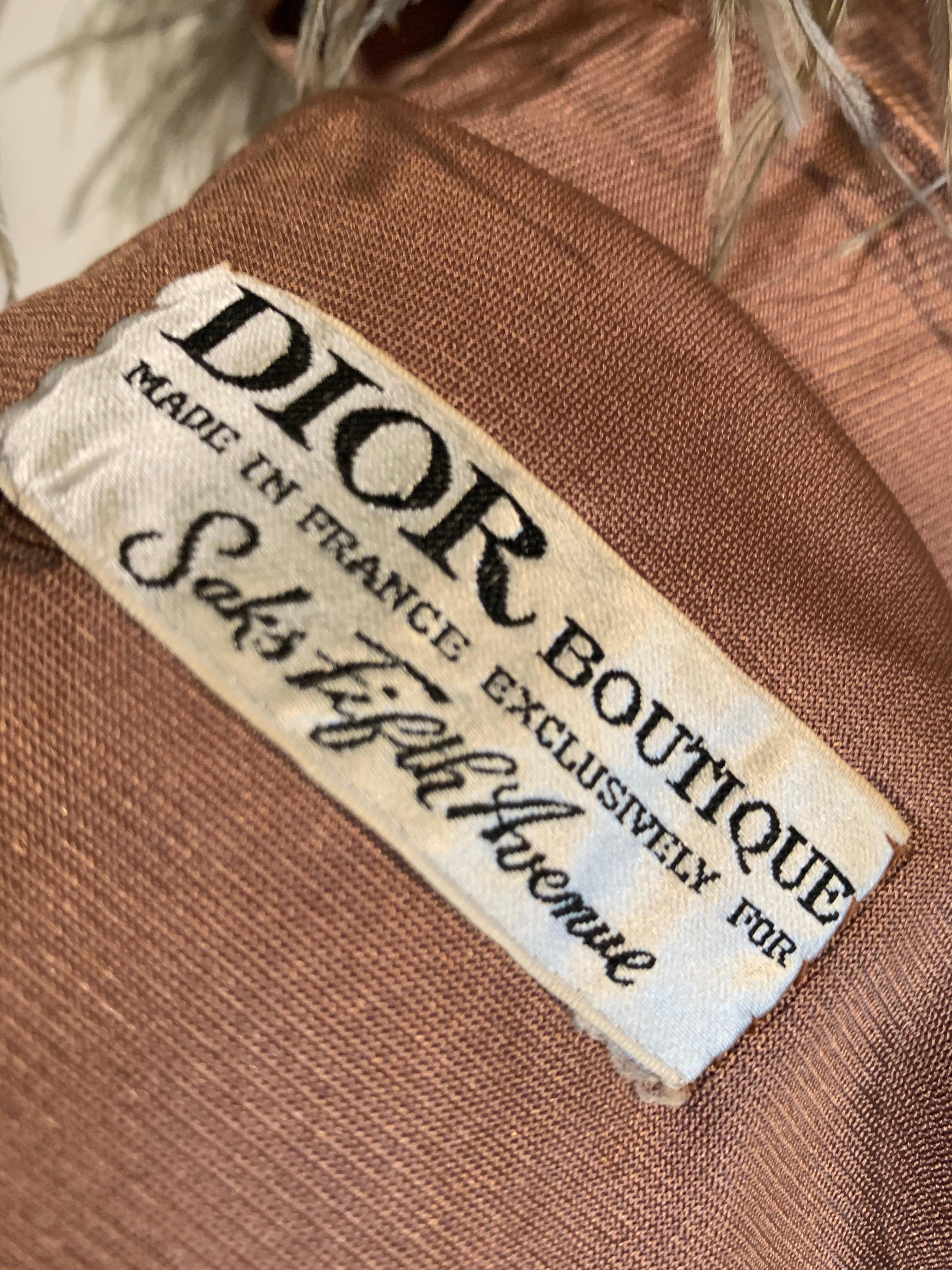 1970 Dior by Marc Bohan Mocha Disco Gown & Slim Jacket w/Ostrich Trim 13