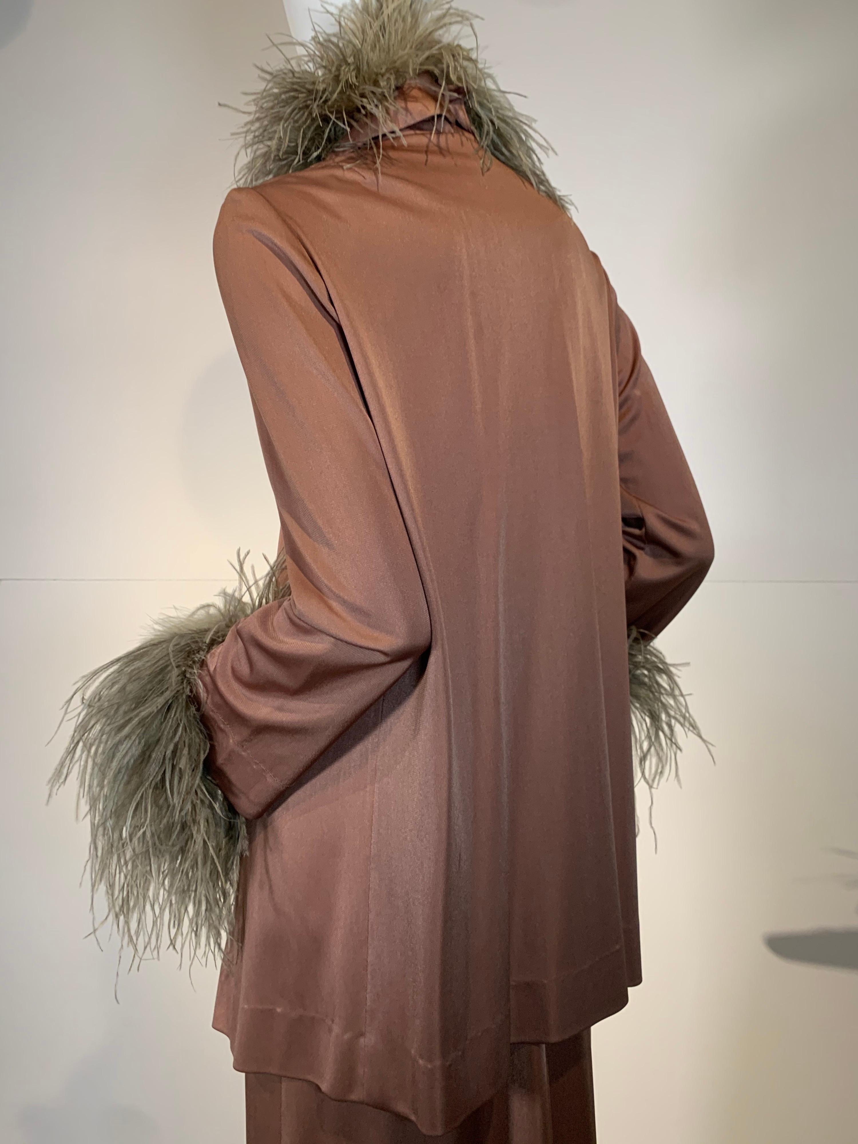 1970 Dior by Marc Bohan Mocha Disco Gown & Slim Jacket w/Ostrich Trim 3