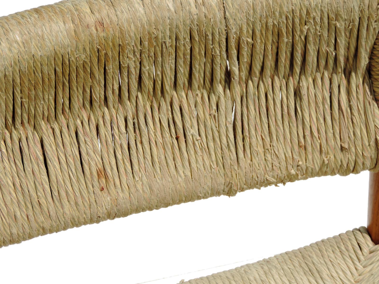 1970 Dordogne style Charlotte Perriand by Robert Sentou Wicker Wood 4 Chairs For Sale 6