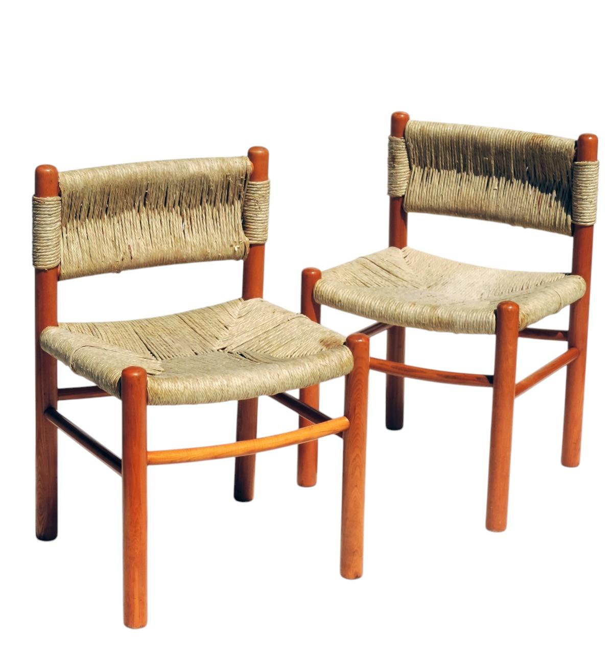Set of 4 chairs
Wicker and wood
1960

Designed in the style of Charlotte Perriand
Slight defects to the wicker shown in the pictures