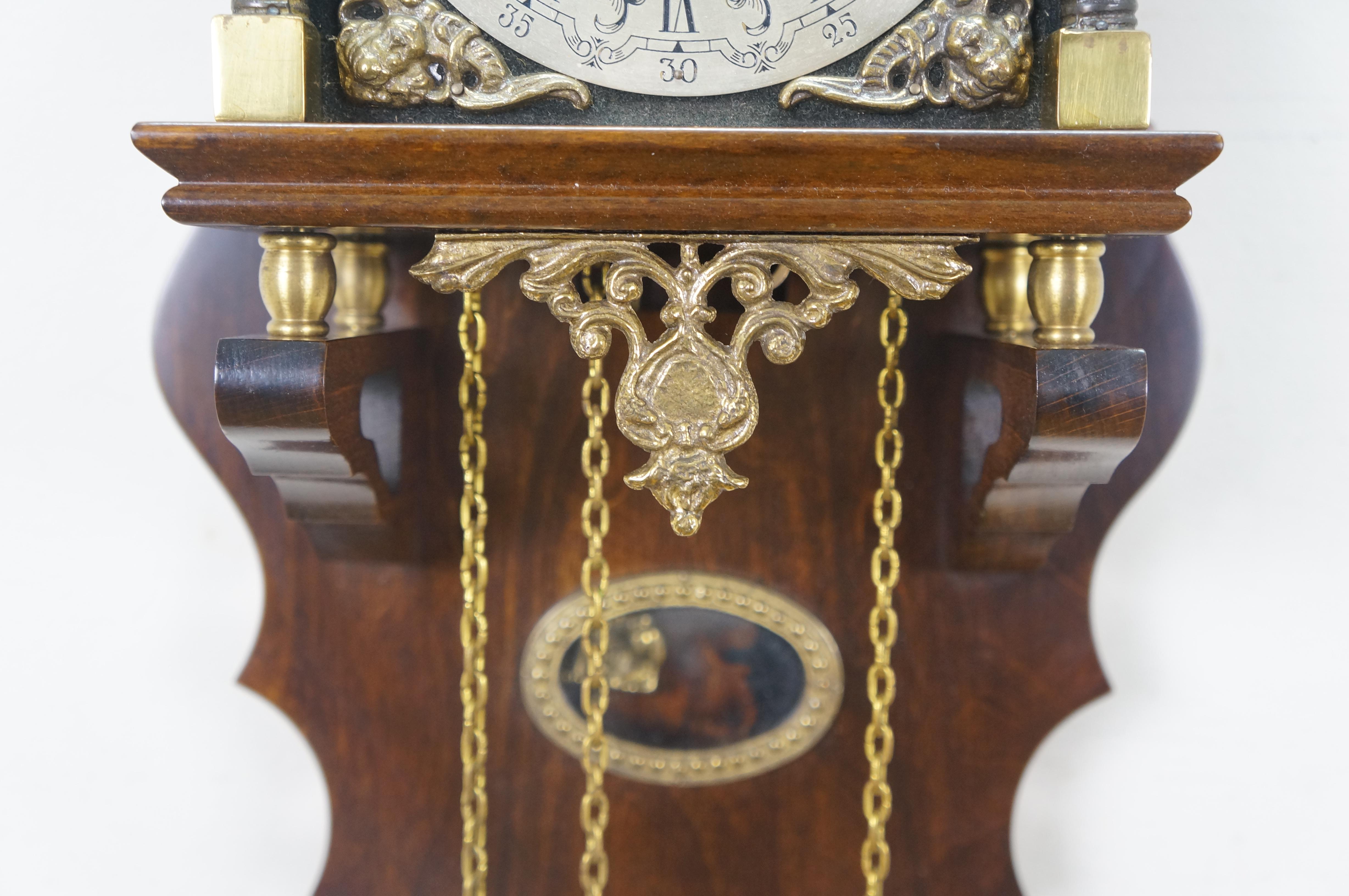 Baroque Revival 1970 Dutch Zaanse Warmink Wuba Brass Atlas Globe 8 Day Wall Clock 25