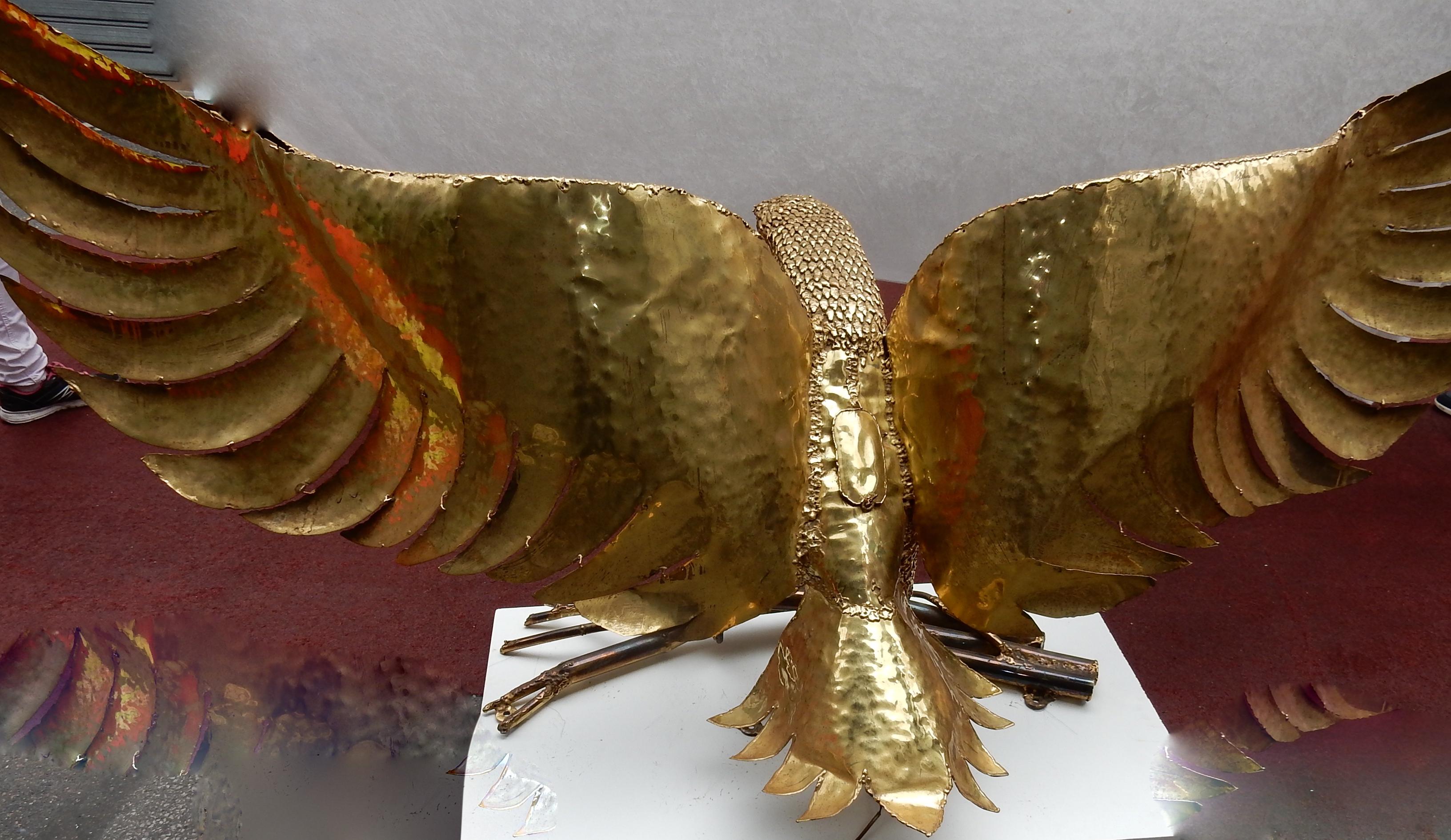 1970 Eagle Lamp with Deployed Wings in Bronze and Purple Mica Signed I Faure 5