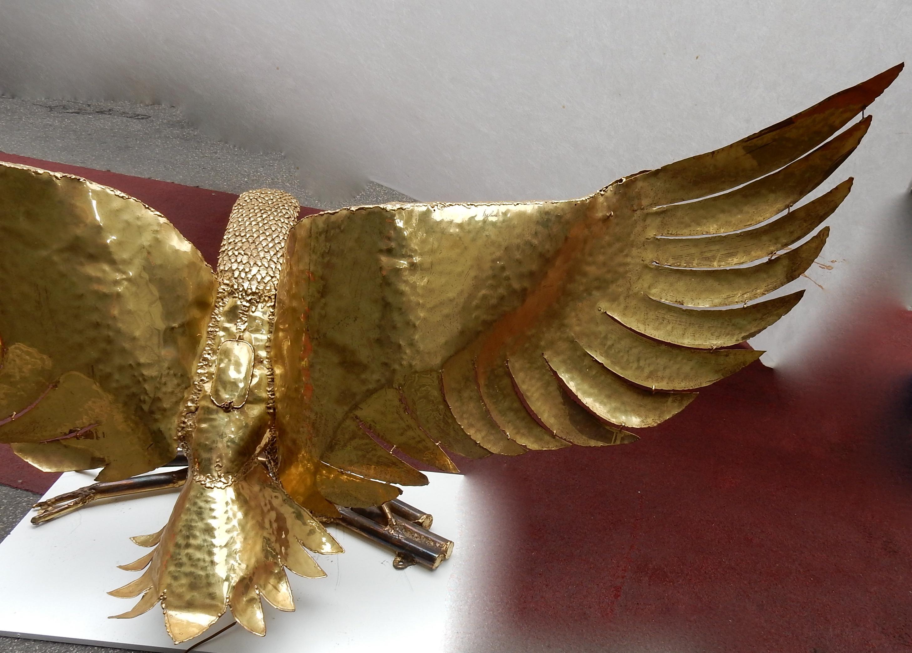 1970 Eagle Lamp with Deployed Wings in Bronze and Purple Mica Signed I Faure 7