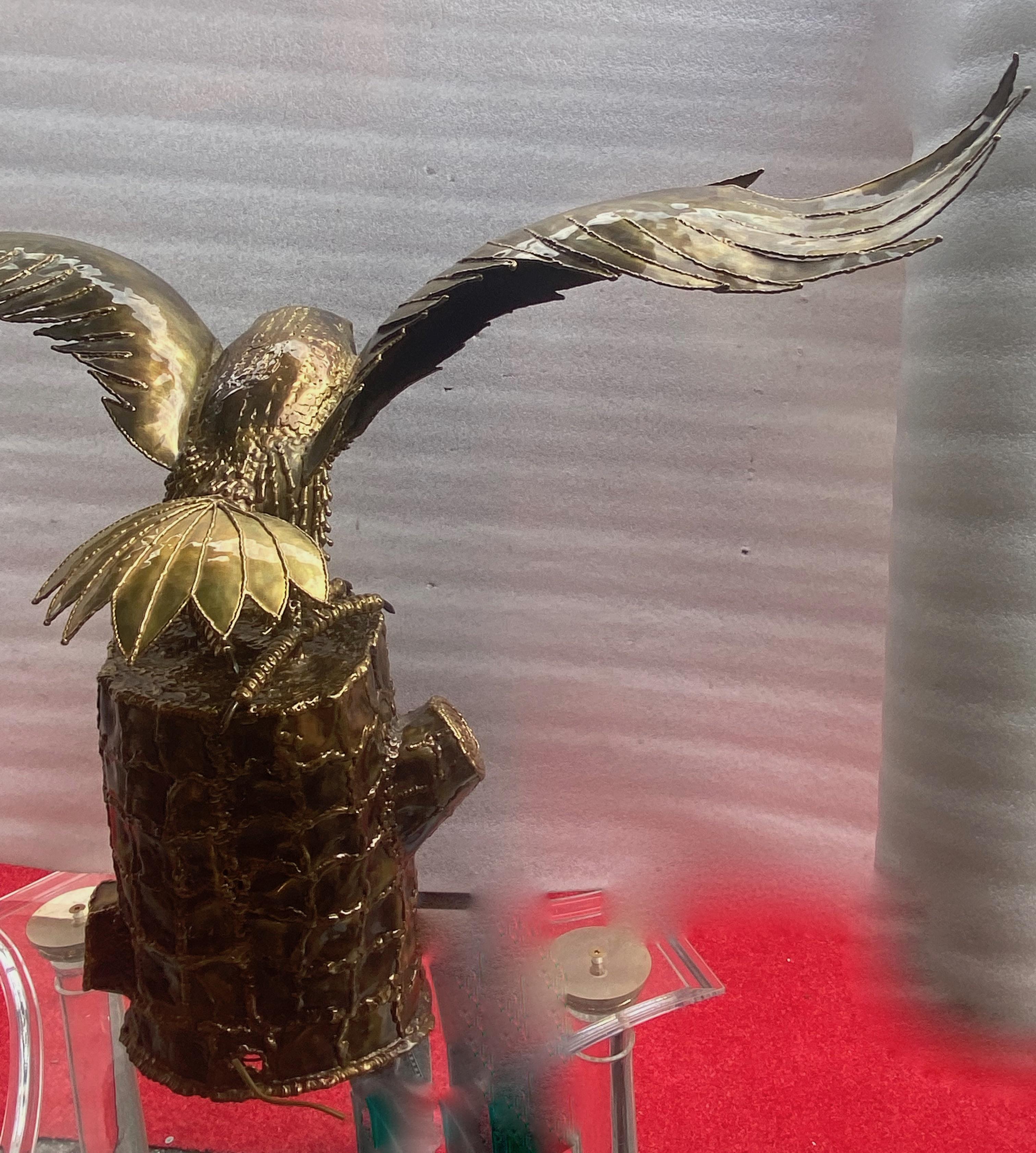 Polished 1970′ Eagle Lamp with Spread Wings I Faure for Honoré or D Brasseur or Fernandez