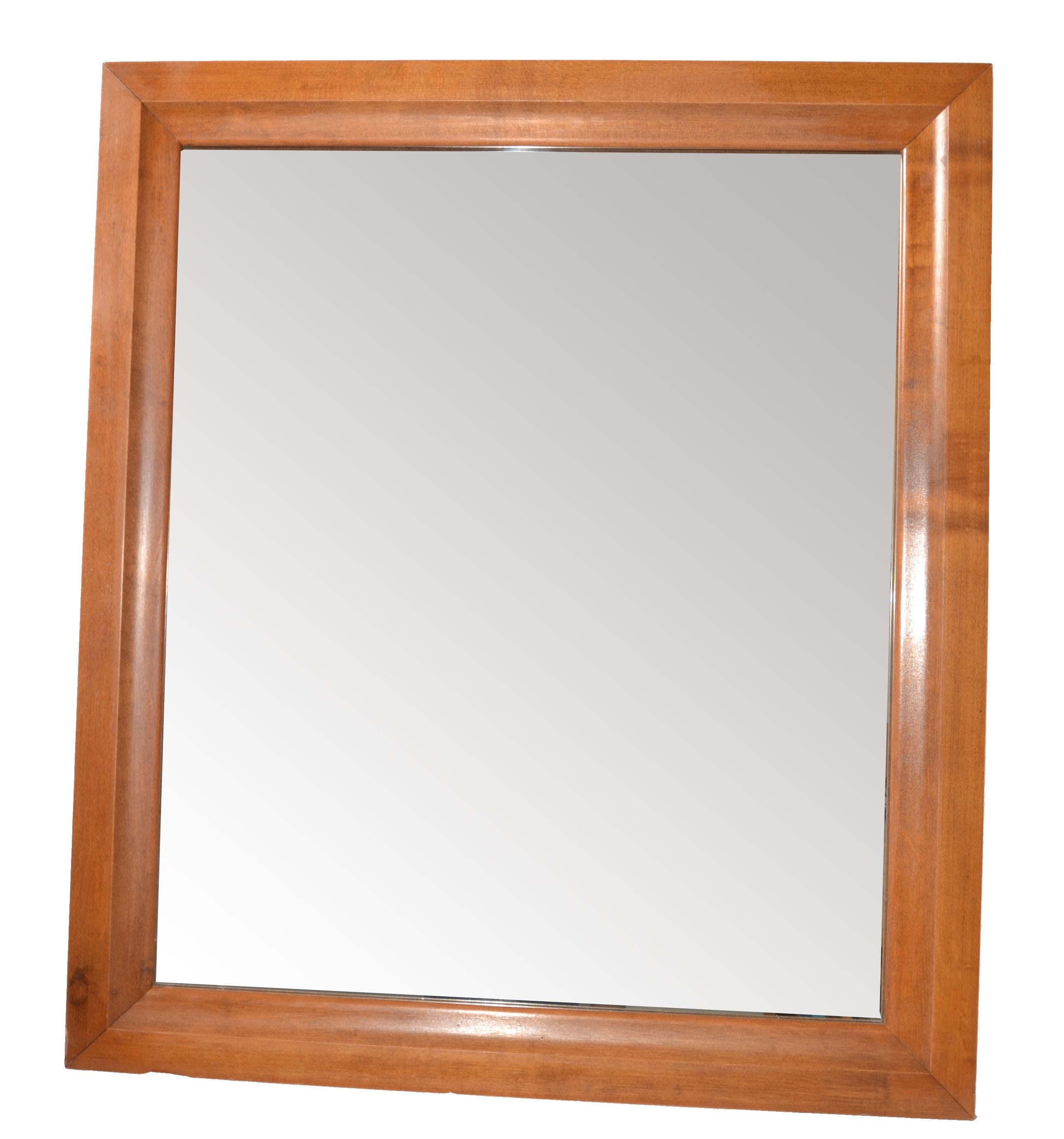 1970 Early American Traditional Maple Wood Rectangle Wall Mirror Moosehead For Sale 5