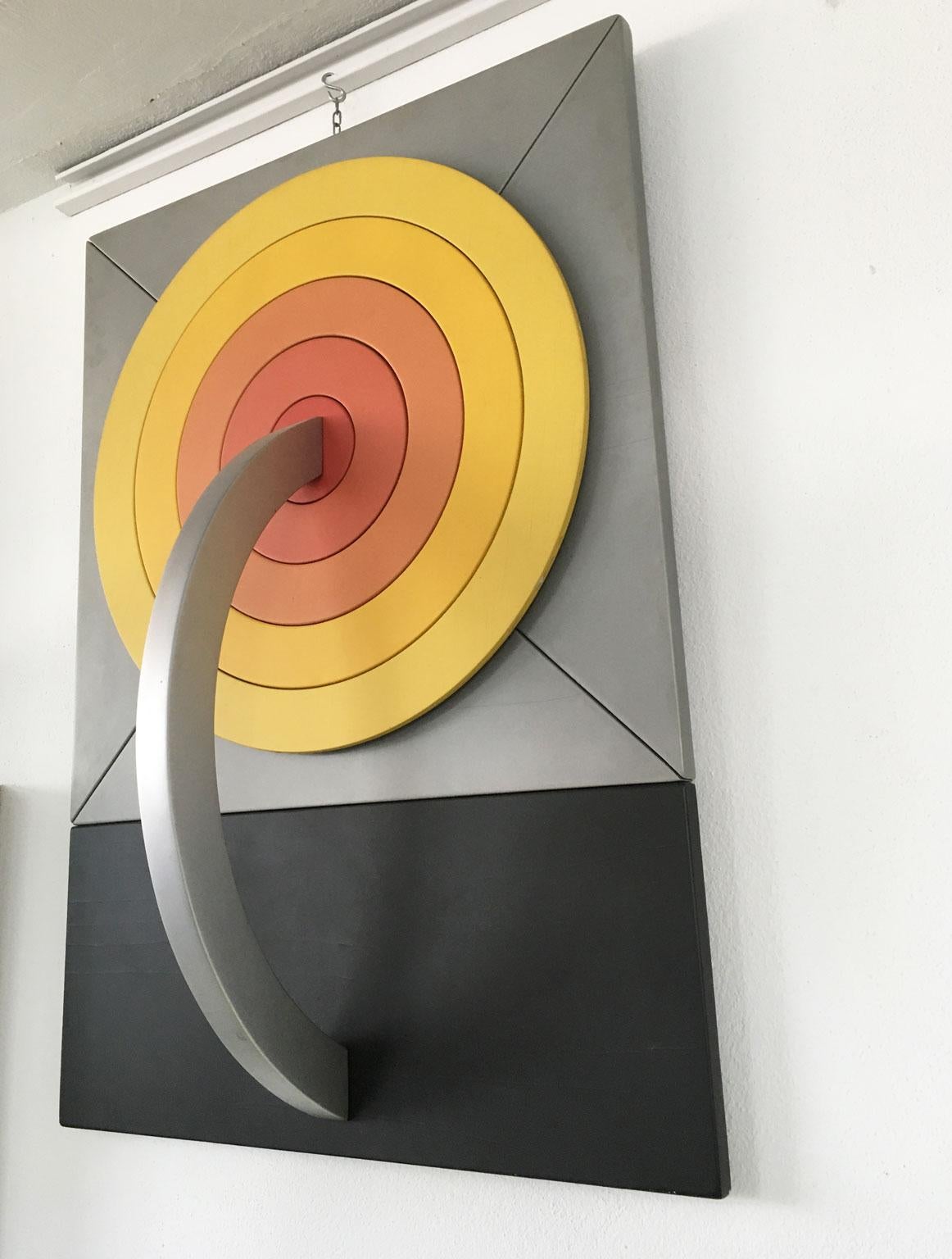 1970 Edival Ramosa Scultura da parete in legno dipinta astratta brasiliana 3