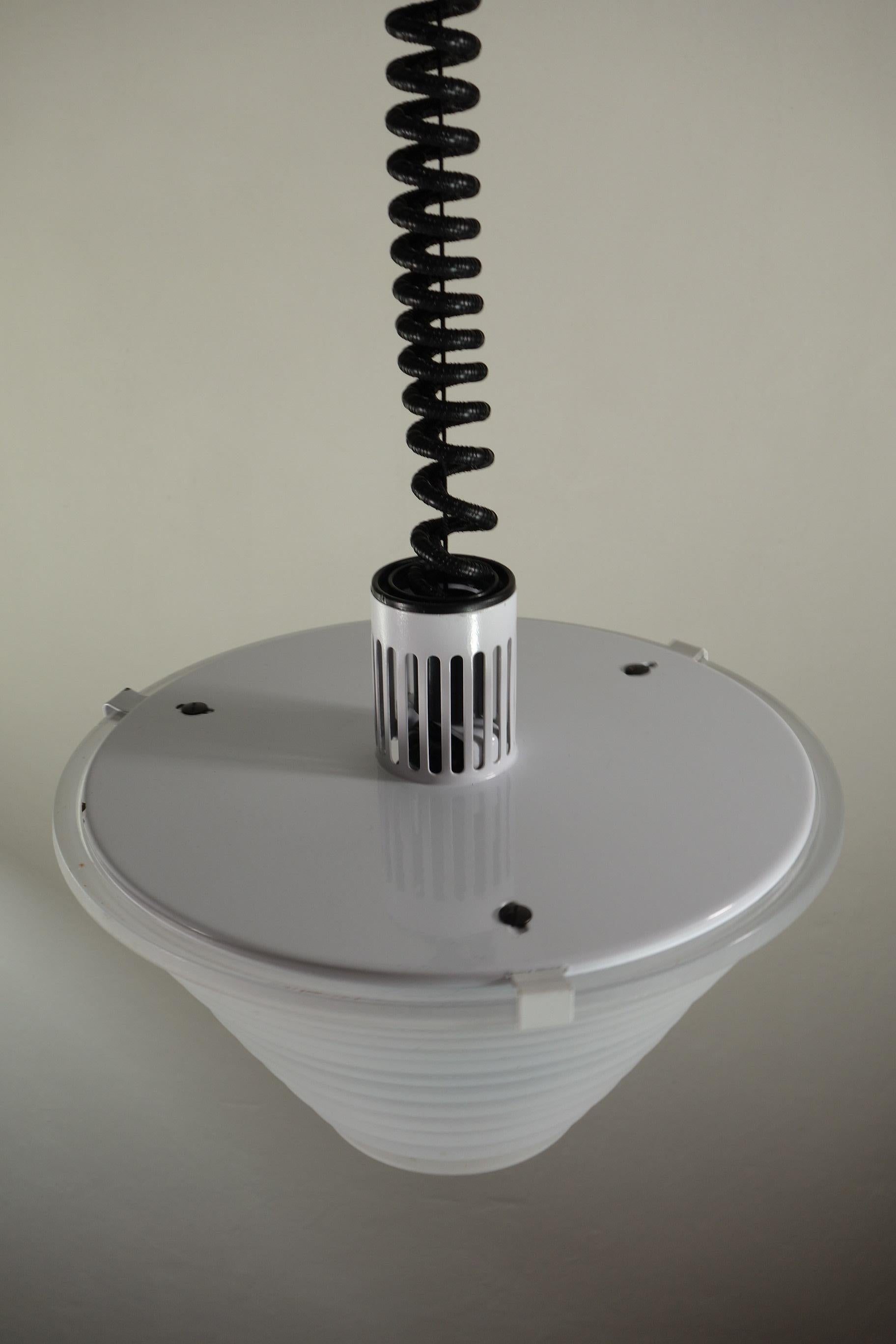 1970 Egina Angelo Mangiarotti Artemide Italian Design Glass 2 Ceiling Lamps For Sale 6