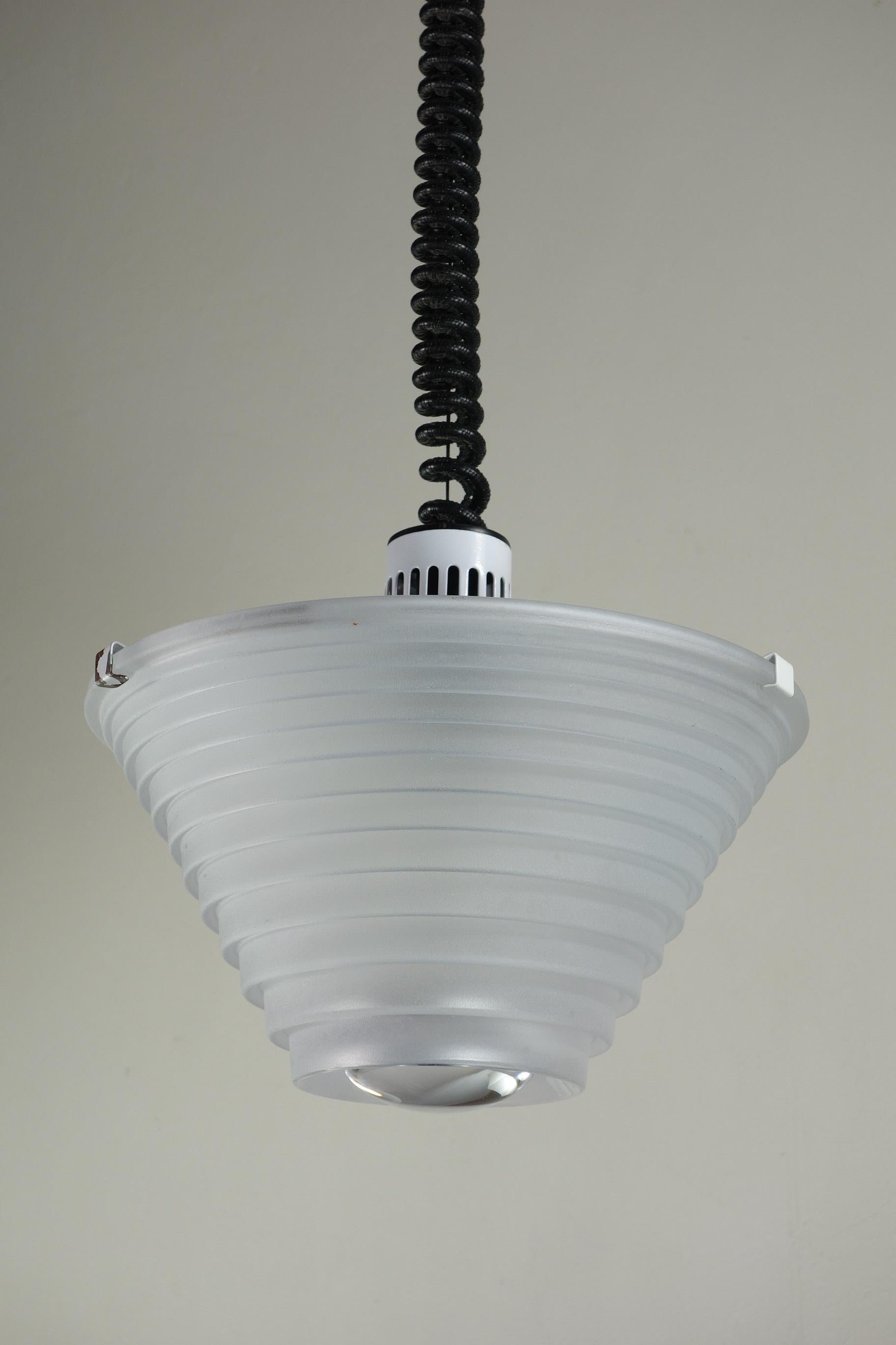 1970 Egina Angelo Mangiarotti Artemide Italian Design Glass 2 Ceiling Lamps For Sale 7