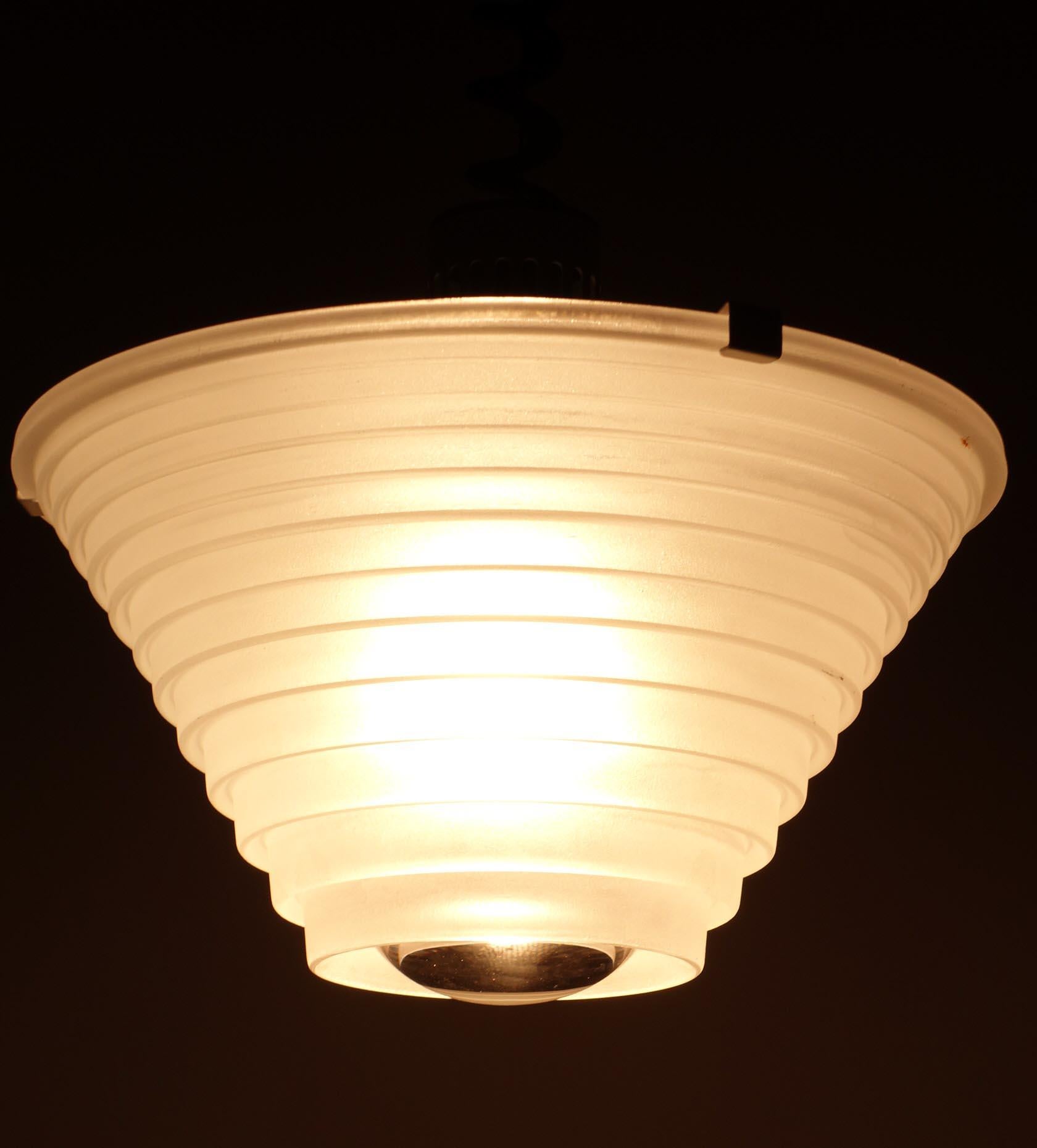 1970 Egina Angelo Mangiarotti Artemide Italian Design Glass 2 Ceiling Lamps For Sale 11
