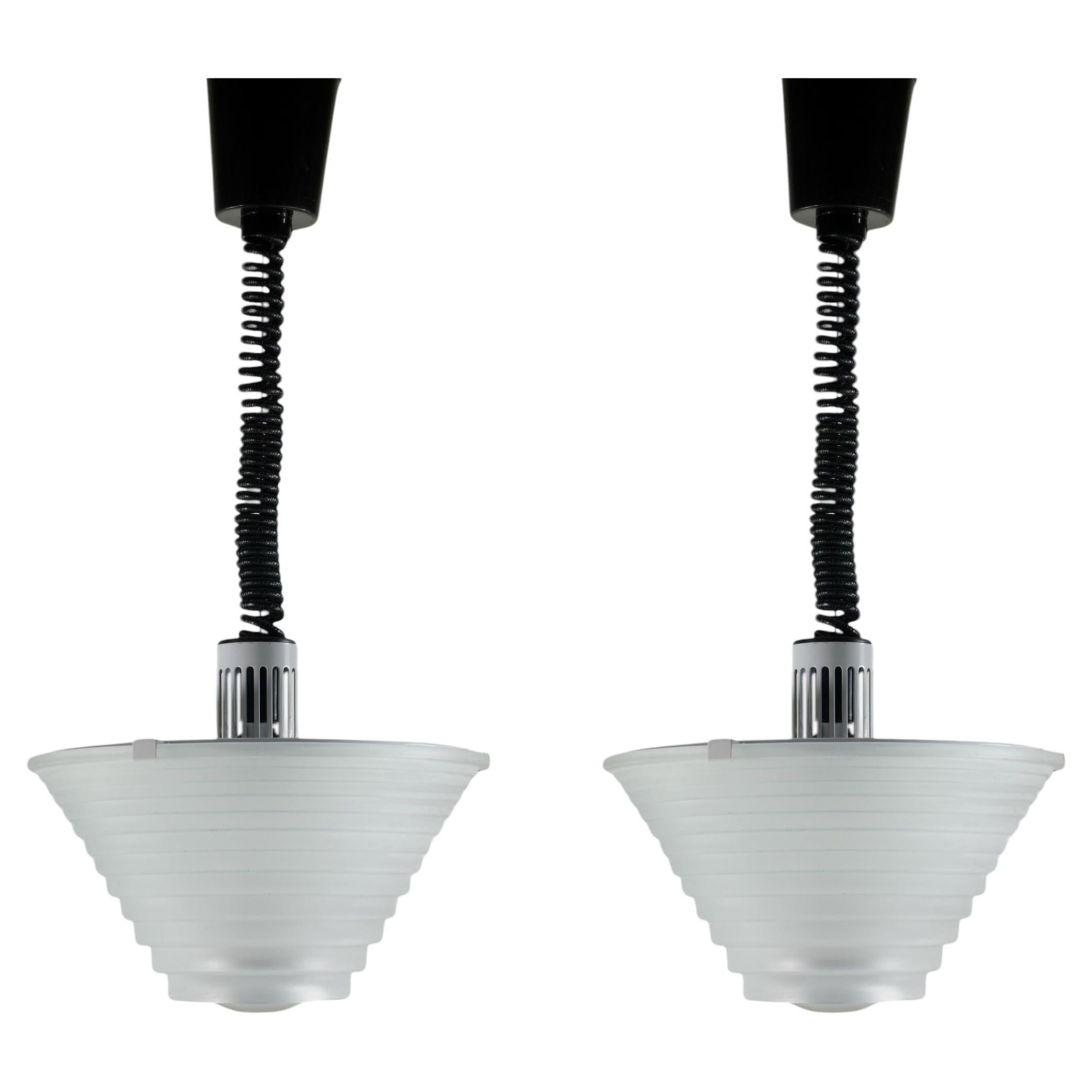 1970 Egina Angelo Mangiarotti Artemide Italienische Design-Glas-Deckenleuchten, 2 Deckenleuchten
