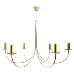 1970 Elegant gilded brass chandelier by Maison Roche. 
