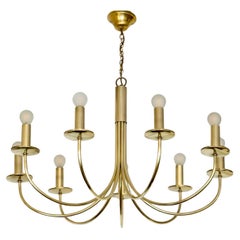 1970 Elegant gilded brass chandelier by Maison Roche.