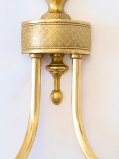 1960: Elegant pair of neoclassical wall sconces by Maison Roche