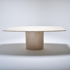 Mid-Century Modern, Italian, 1970s, Elliptic Travertine Dining Room Table