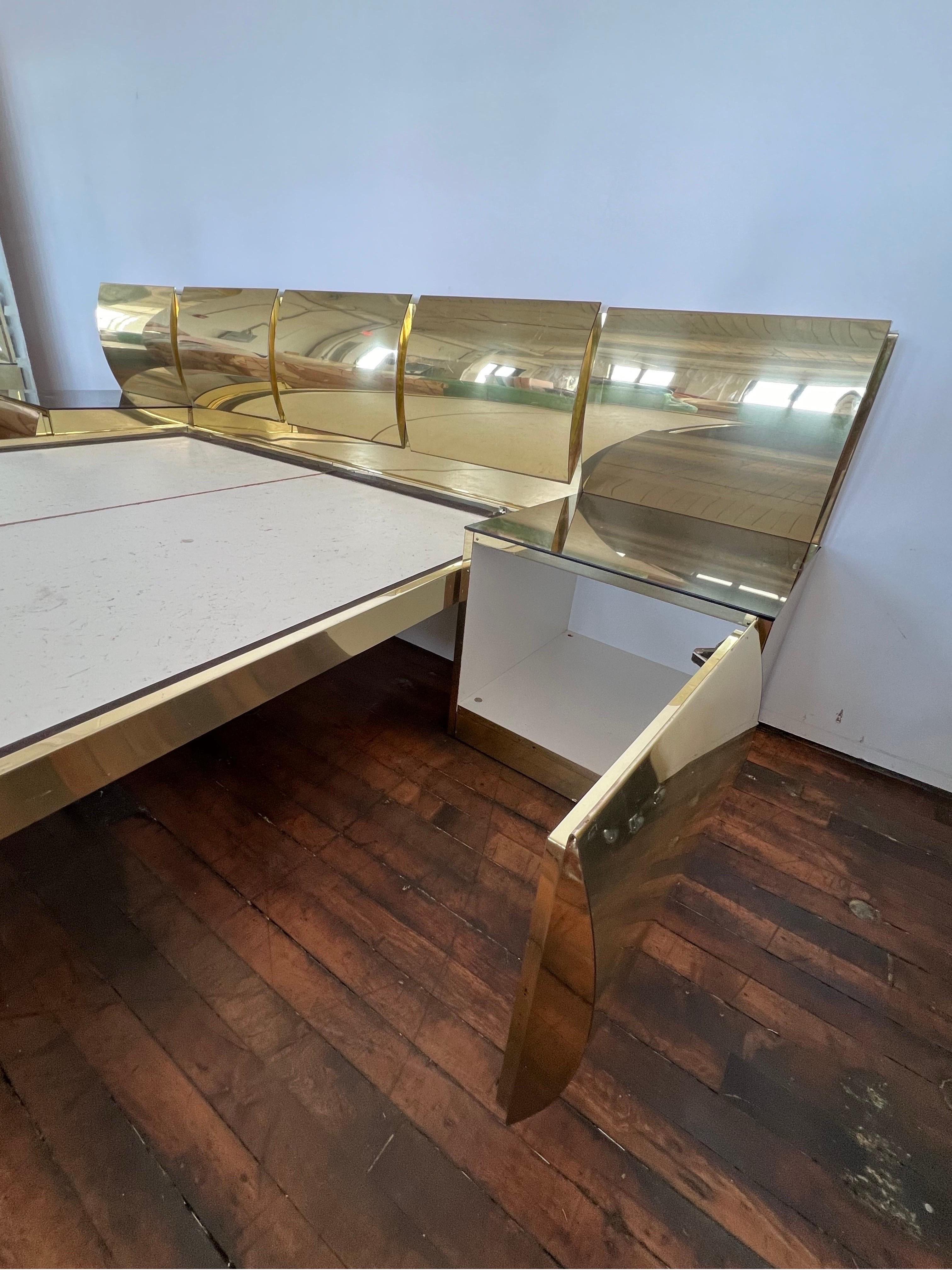 North American 1970 Ello Style Brass Mirrored Full Bedroom Set
