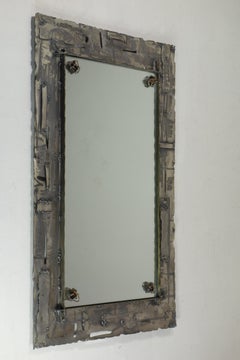 1970 Ely Art Metal Art Espejo de pared plateado de diseño italiano ojo de tigre