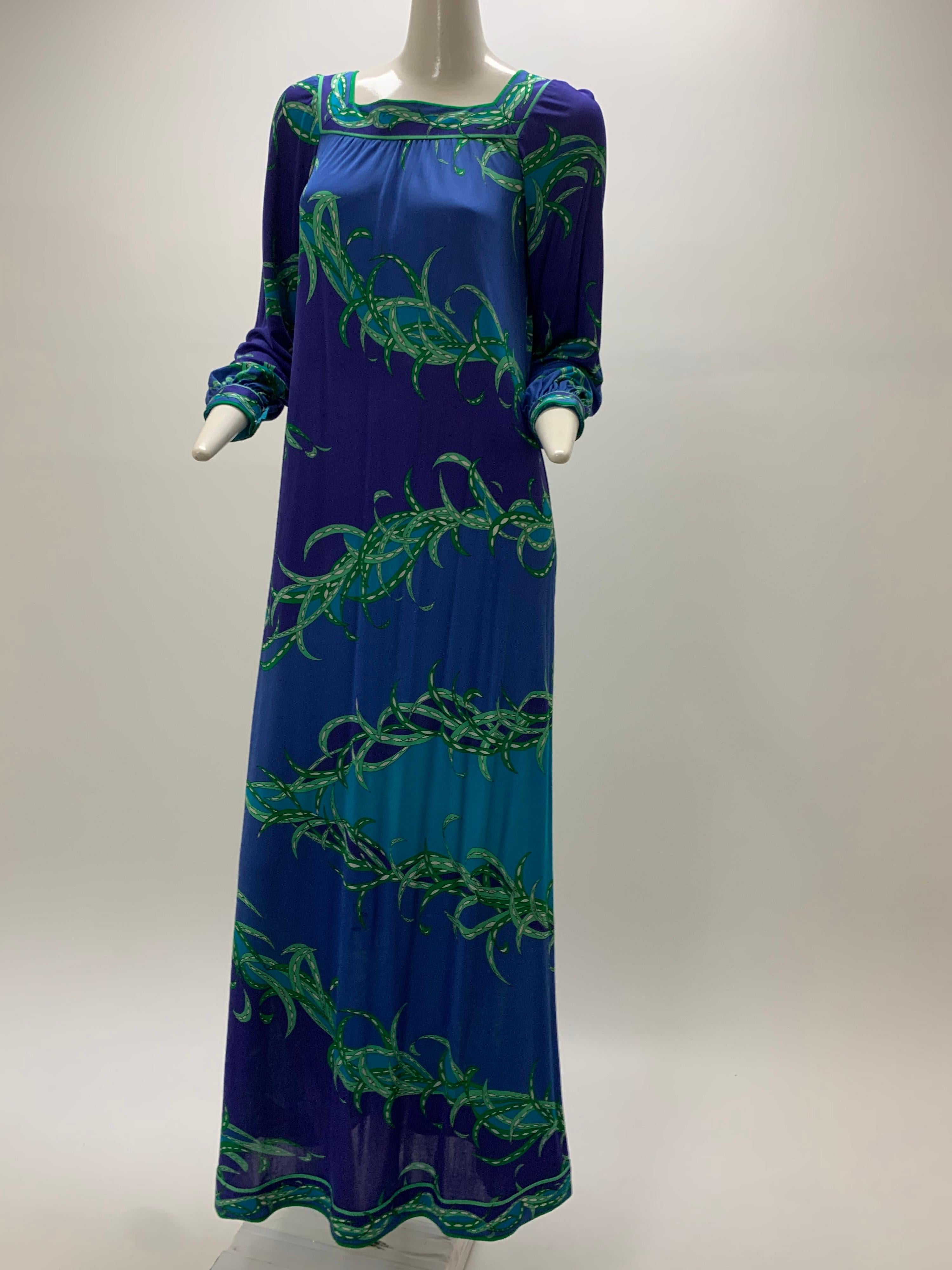 1970 Emilio Pucci Silk Jersey Print Maxi Dress  For Sale 7