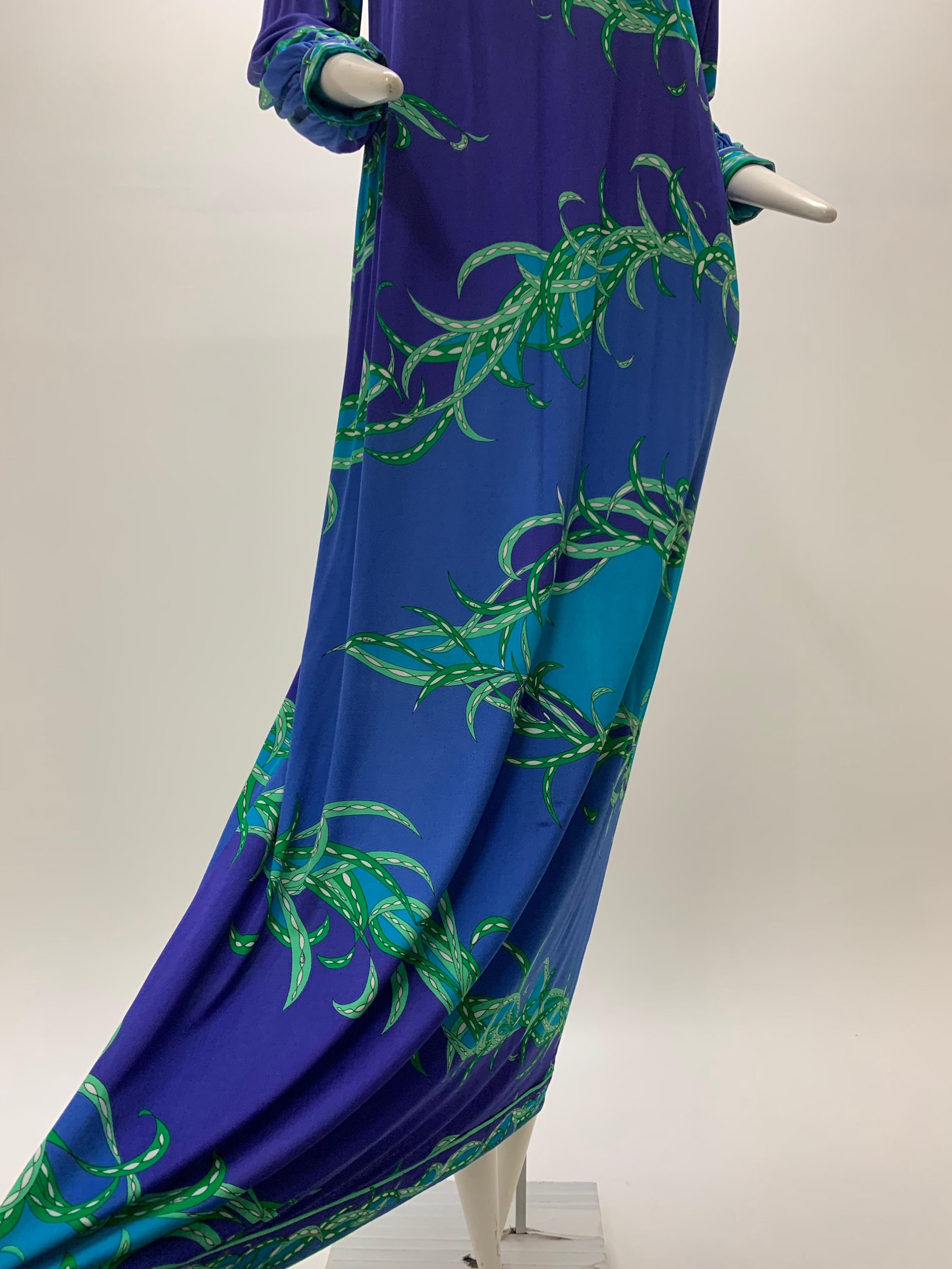 Black 1970 Emilio Pucci Silk Jersey Print Maxi Dress For Sale