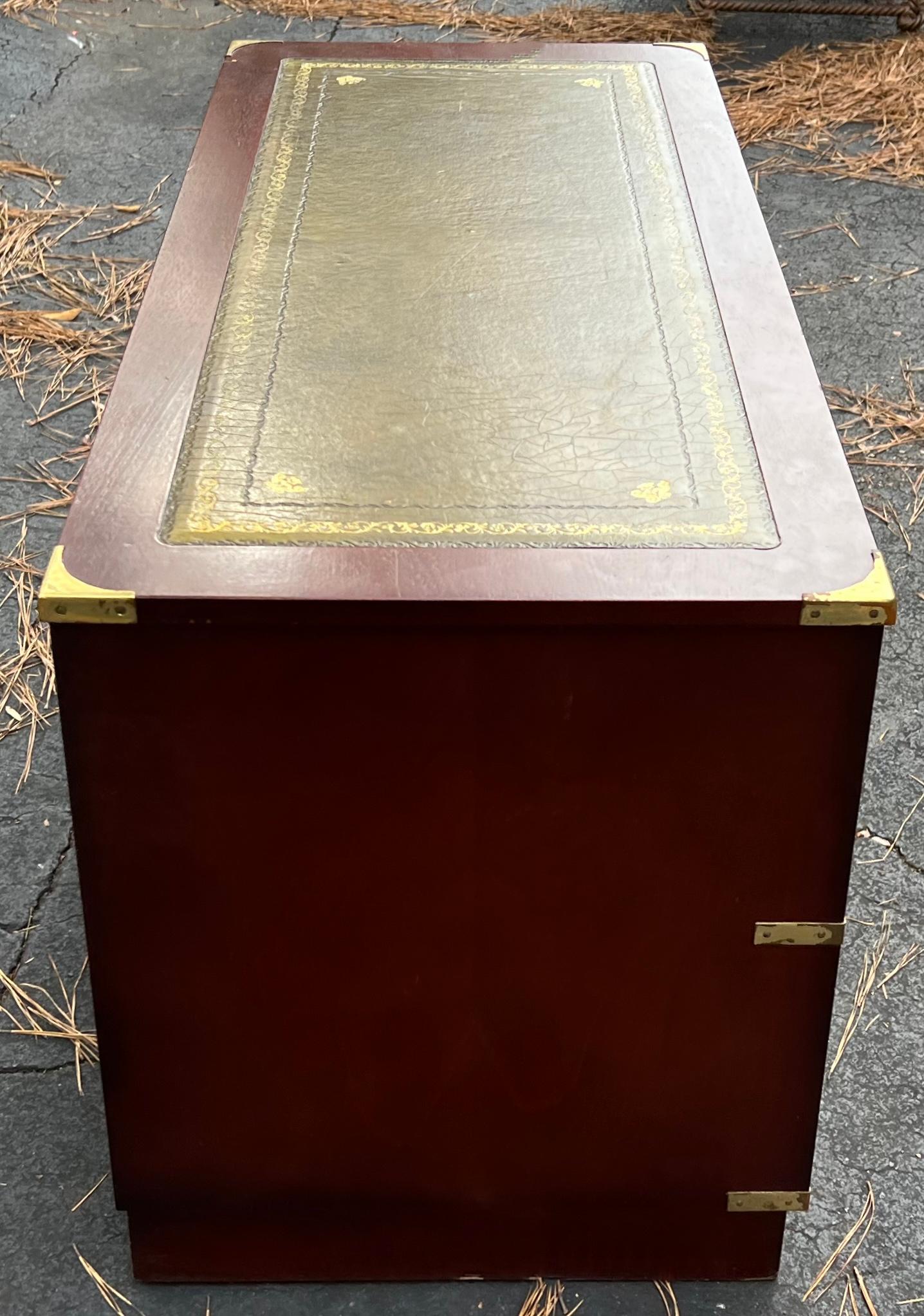 Brass 1970 English Mahogany and Leather Trunk / Table by Doherty of London For Sale