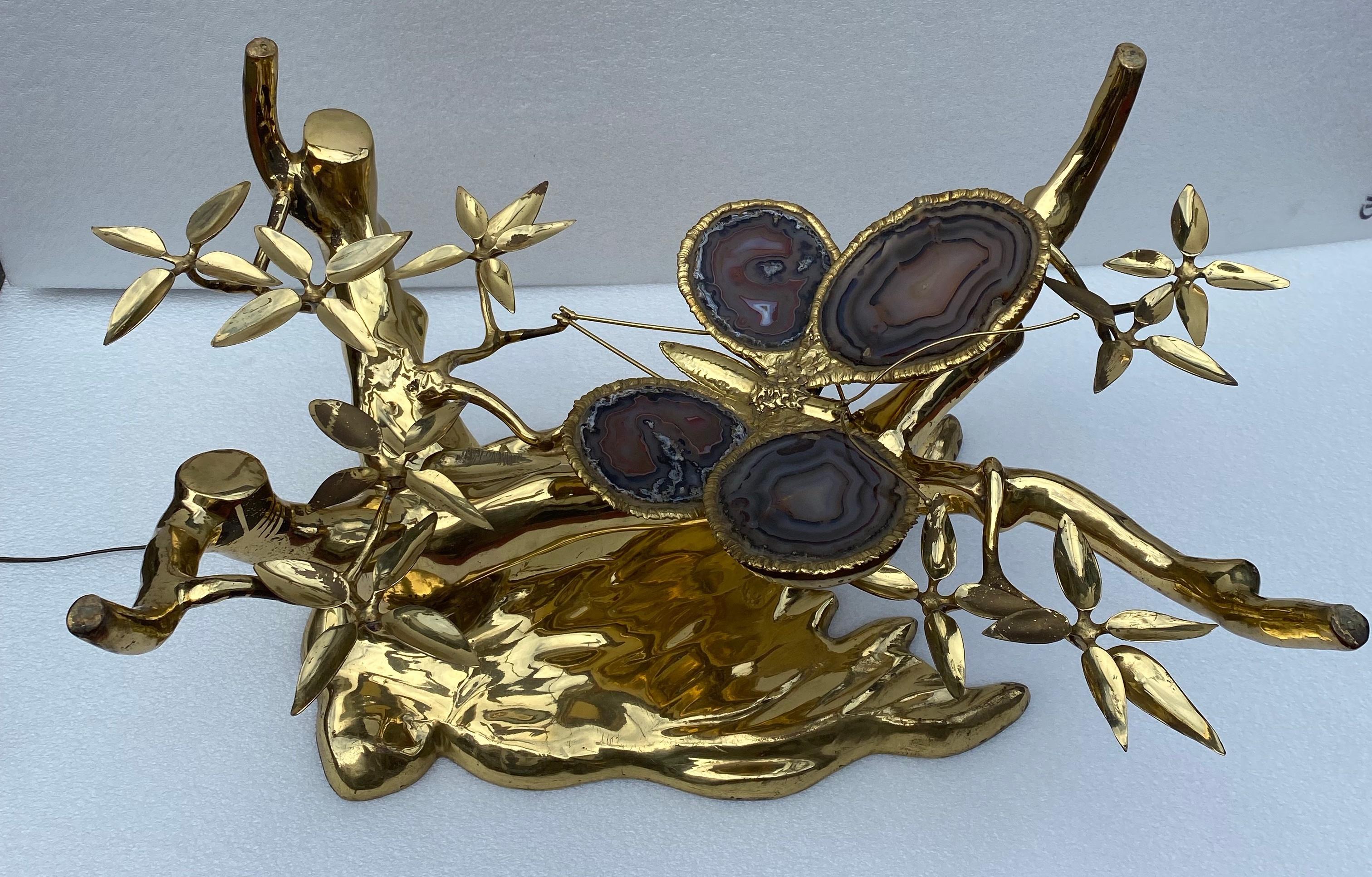 1970 ‘Enlightening Bonzai Coffee Table Butterfly Gilt Bronze Isabelle Faure For Sale 4