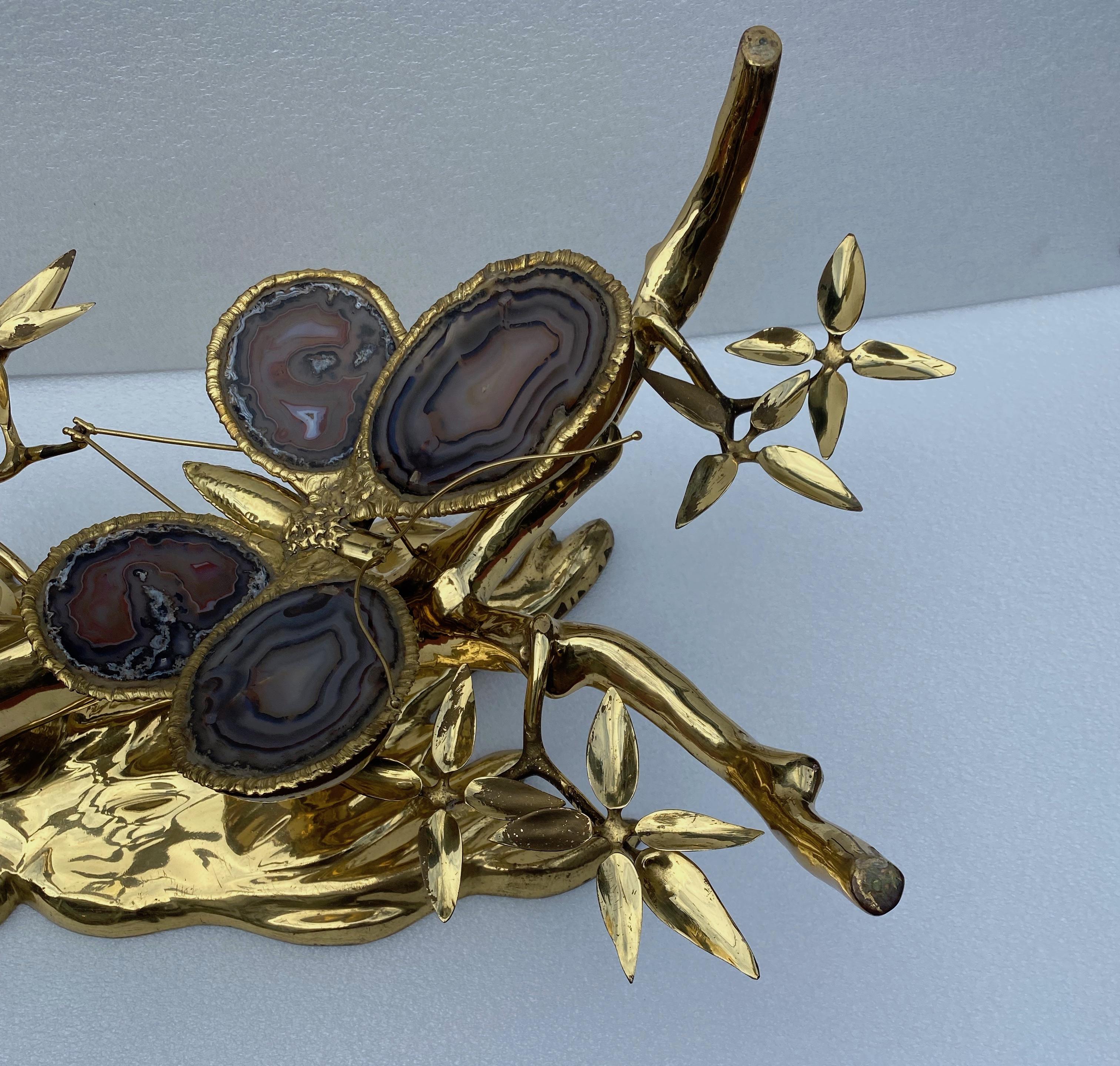 1970 'Enlightening Bonzai Coffee Table Butterfly Gilt Bronze Isabelle Faure  en vente 5