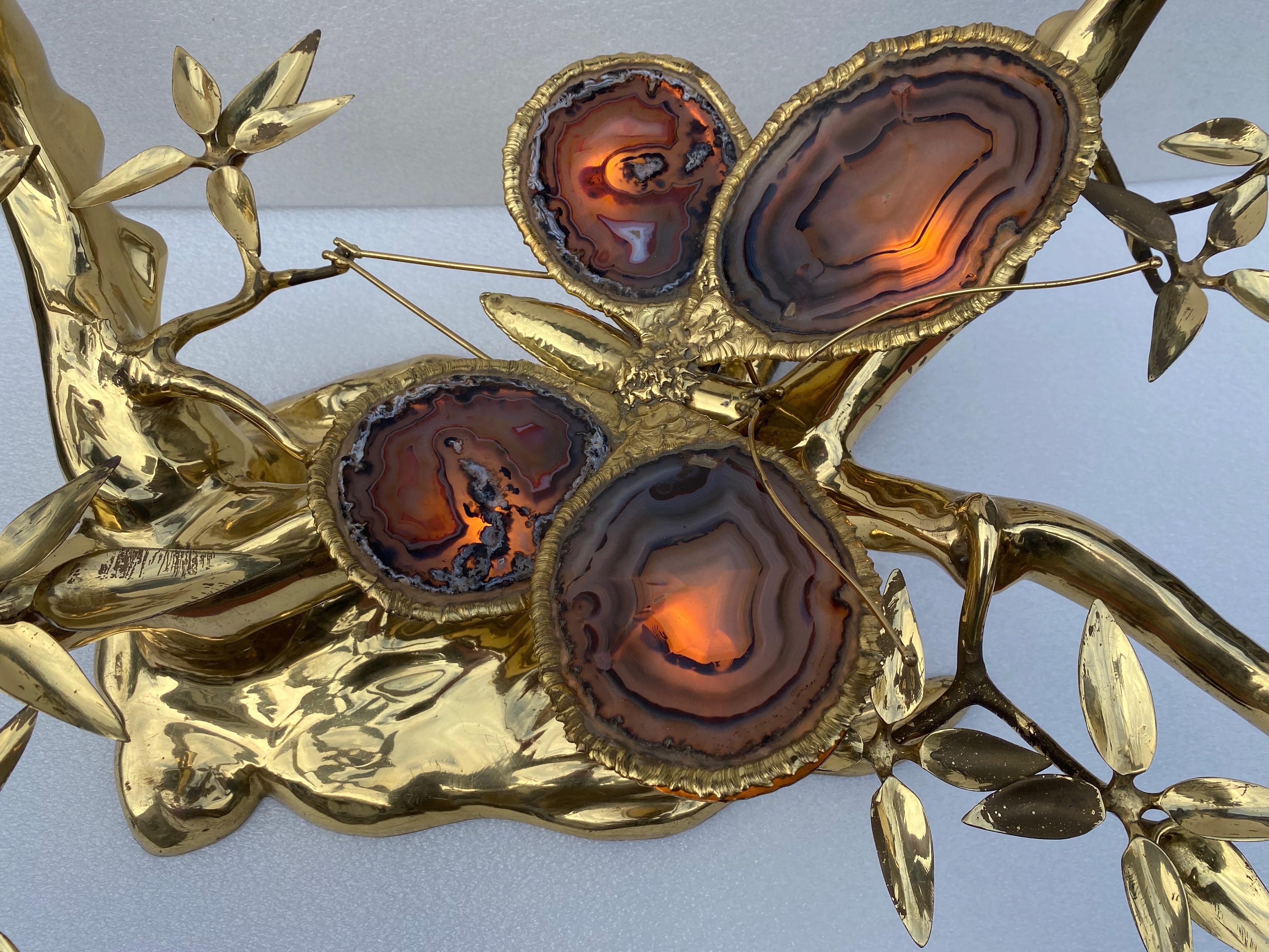 1970 'Erleuchtender Bonzai Couchtisch Schmetterling Vergoldete Bronze Isabelle Faure  im Angebot 13
